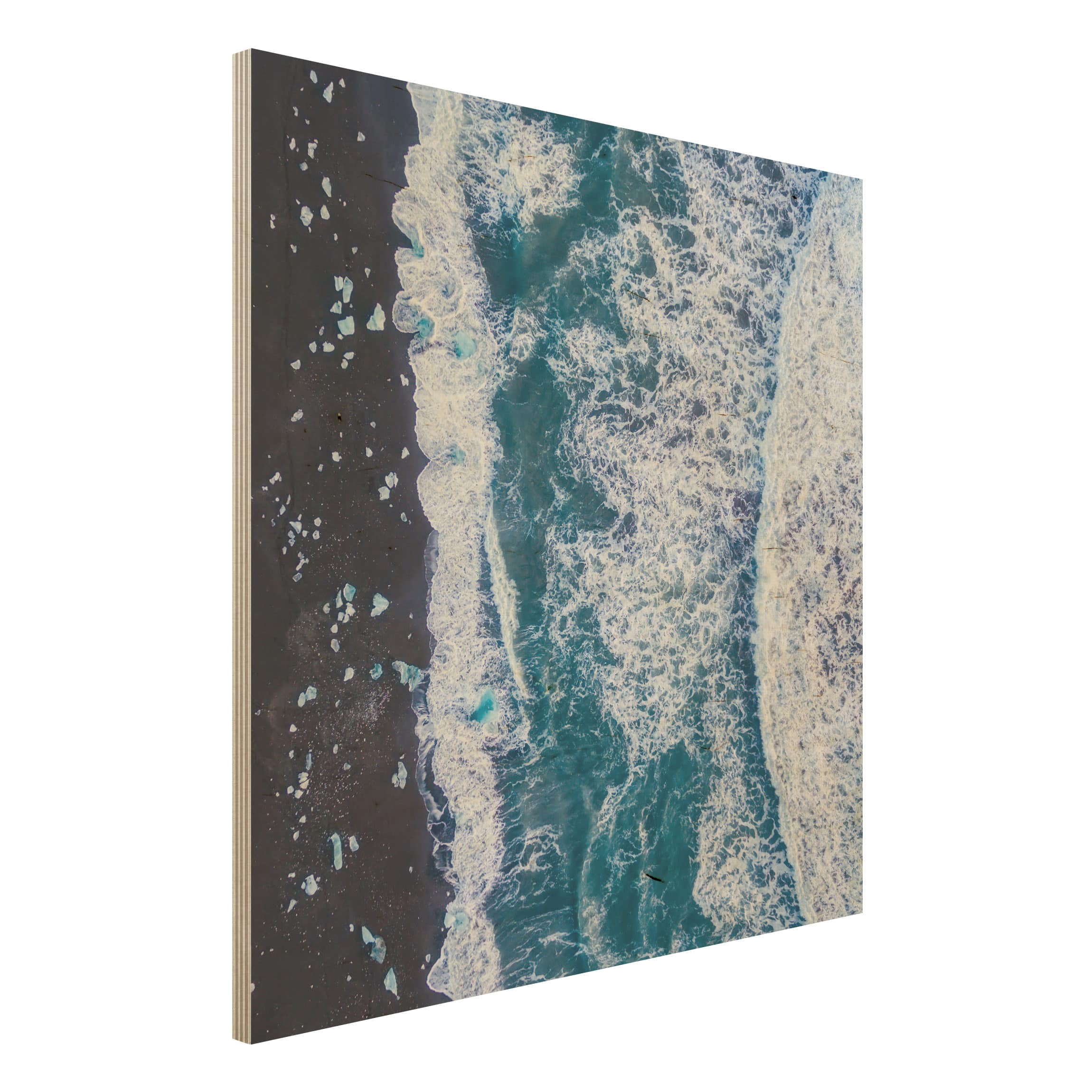 Holzbild Natur & Landschaft Luftbild - Jökulsárlón in Island vertikal