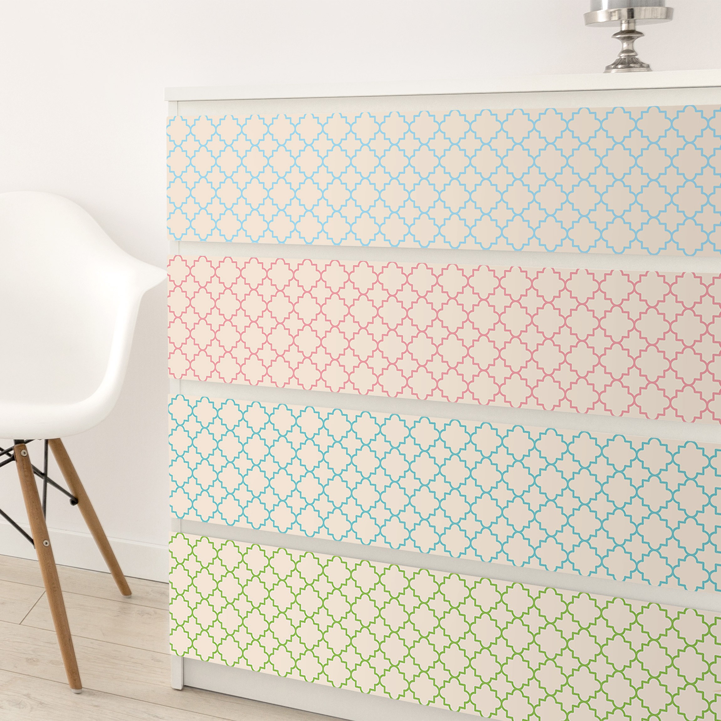 Möbelfolie Marokkanisches Mosaik Vierpassmuster mit 4 Farben