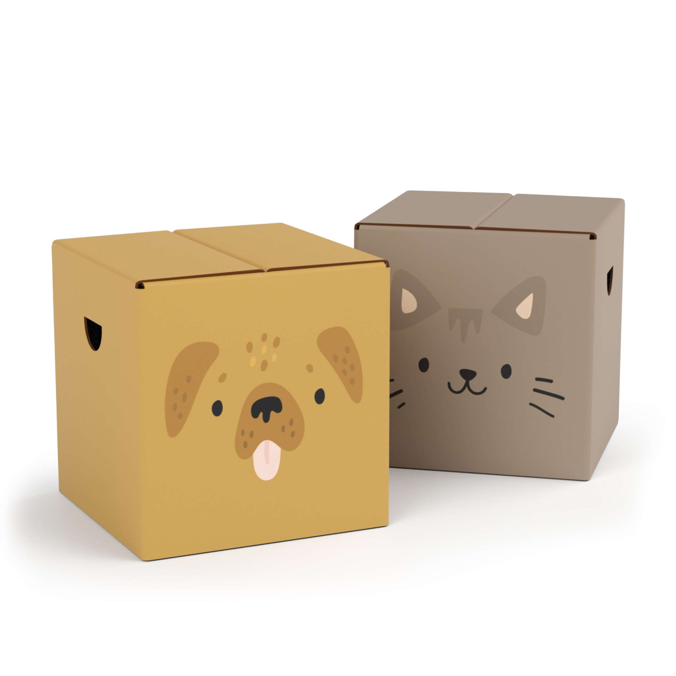 FOLDZILLA 2-teiliges Kinderhocker Set Pappe Niedlicher Hund & Katze