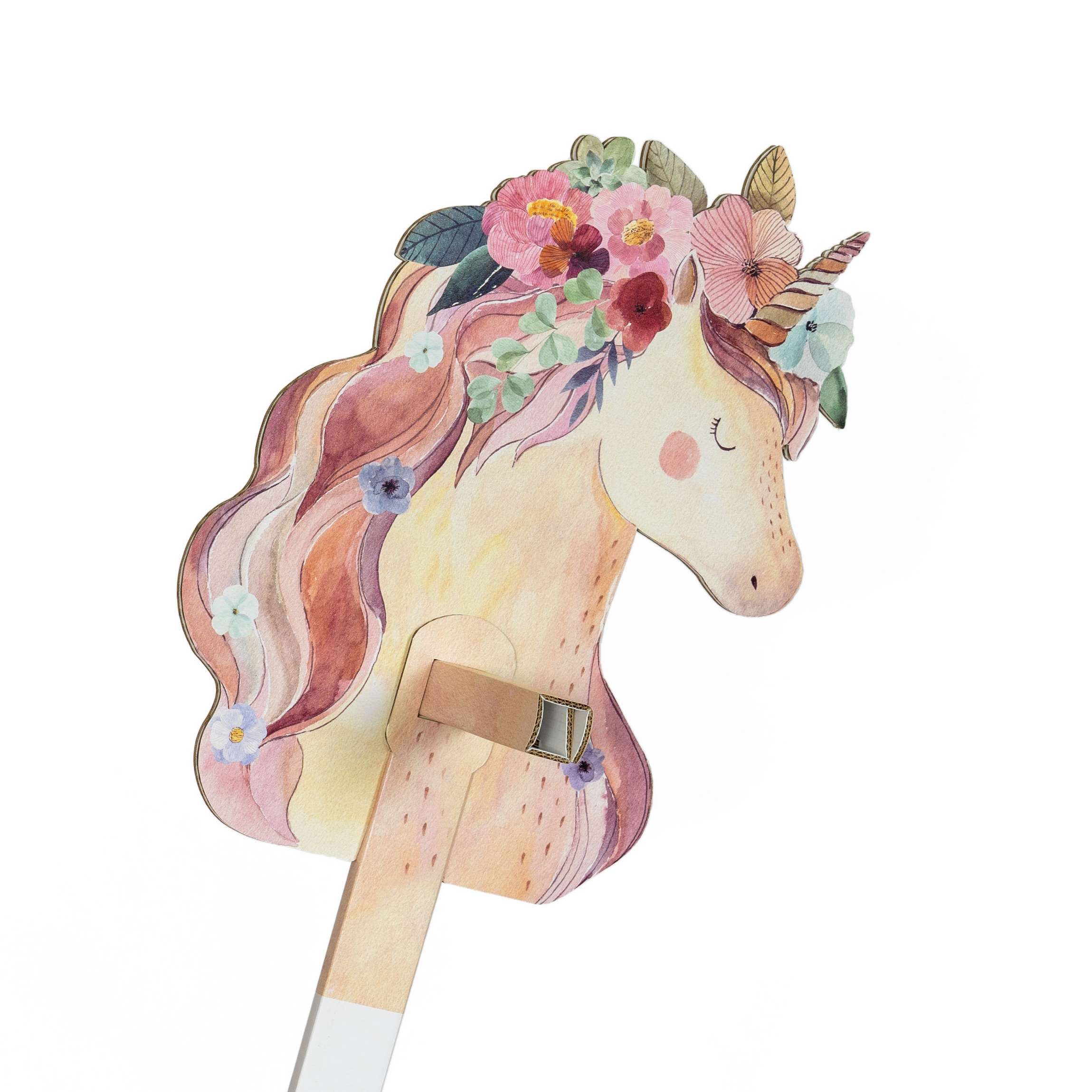 FOLDZILLA Steckenpferd Einhorn Aquarell