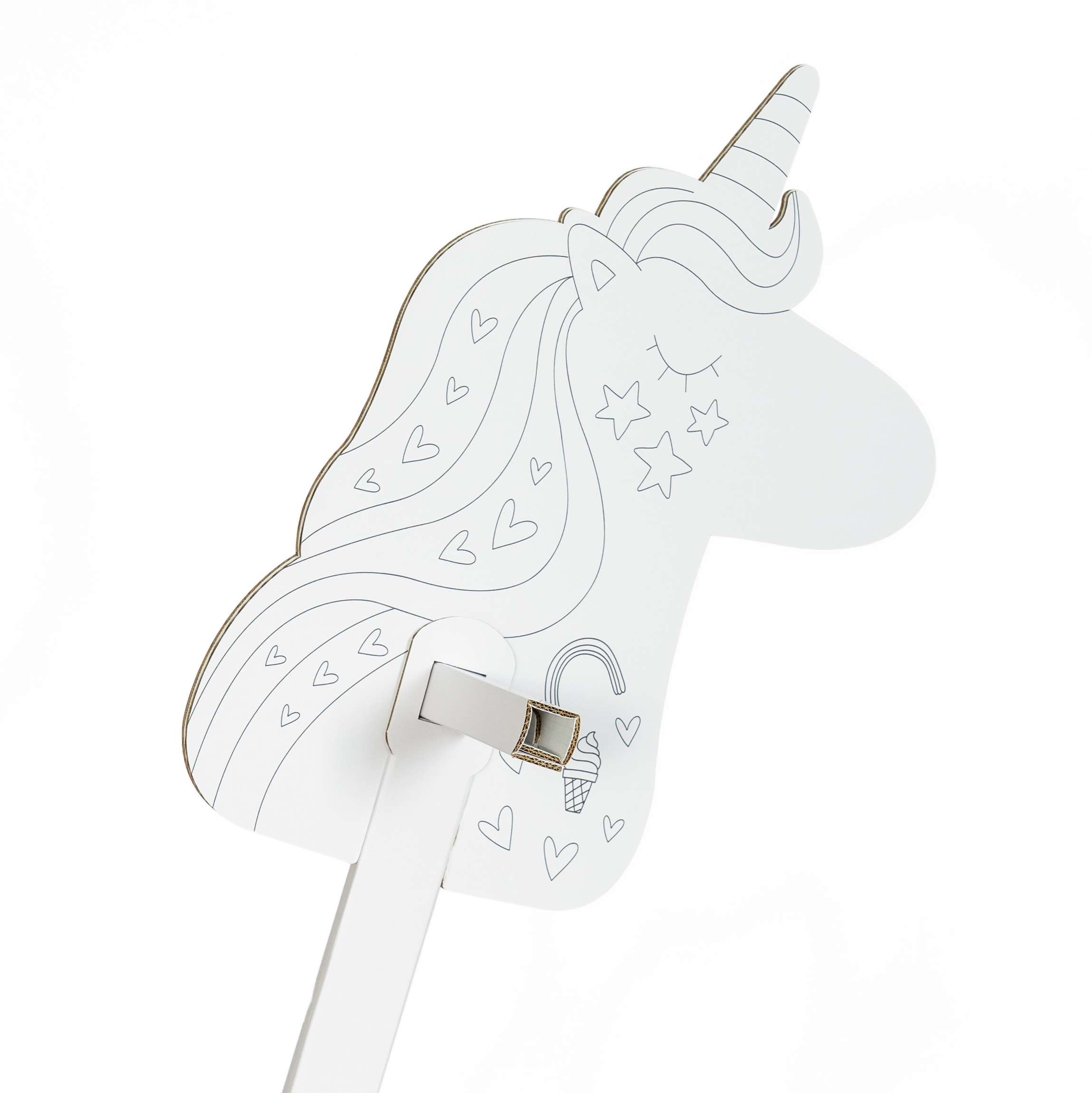 FOLDZILLA Steckenpferd Einhorn Regenbogen zum Ausmalen