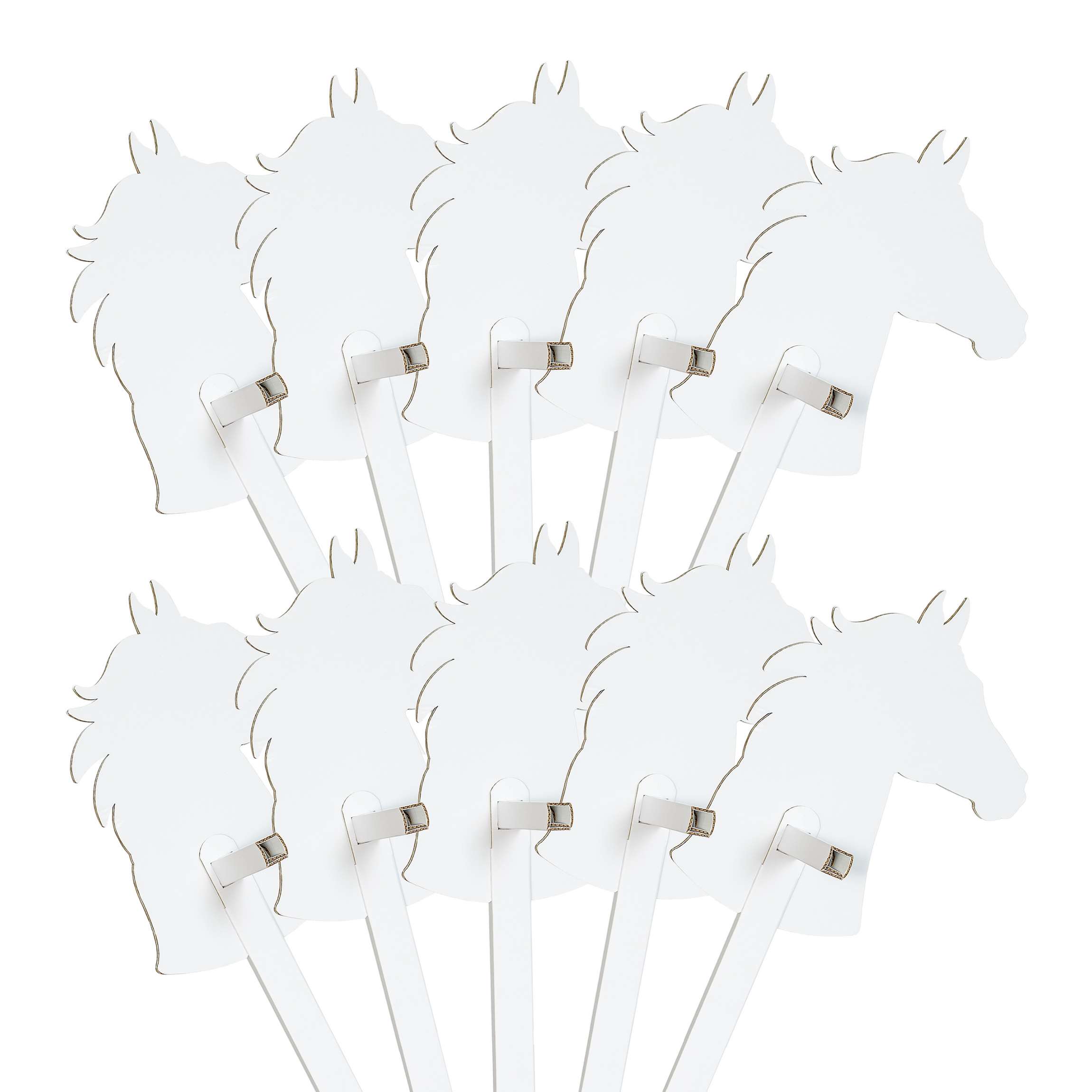 FOLDZILLA Steckenpferd 10er Set Pferd weiß zum Bemalen/Bekleben