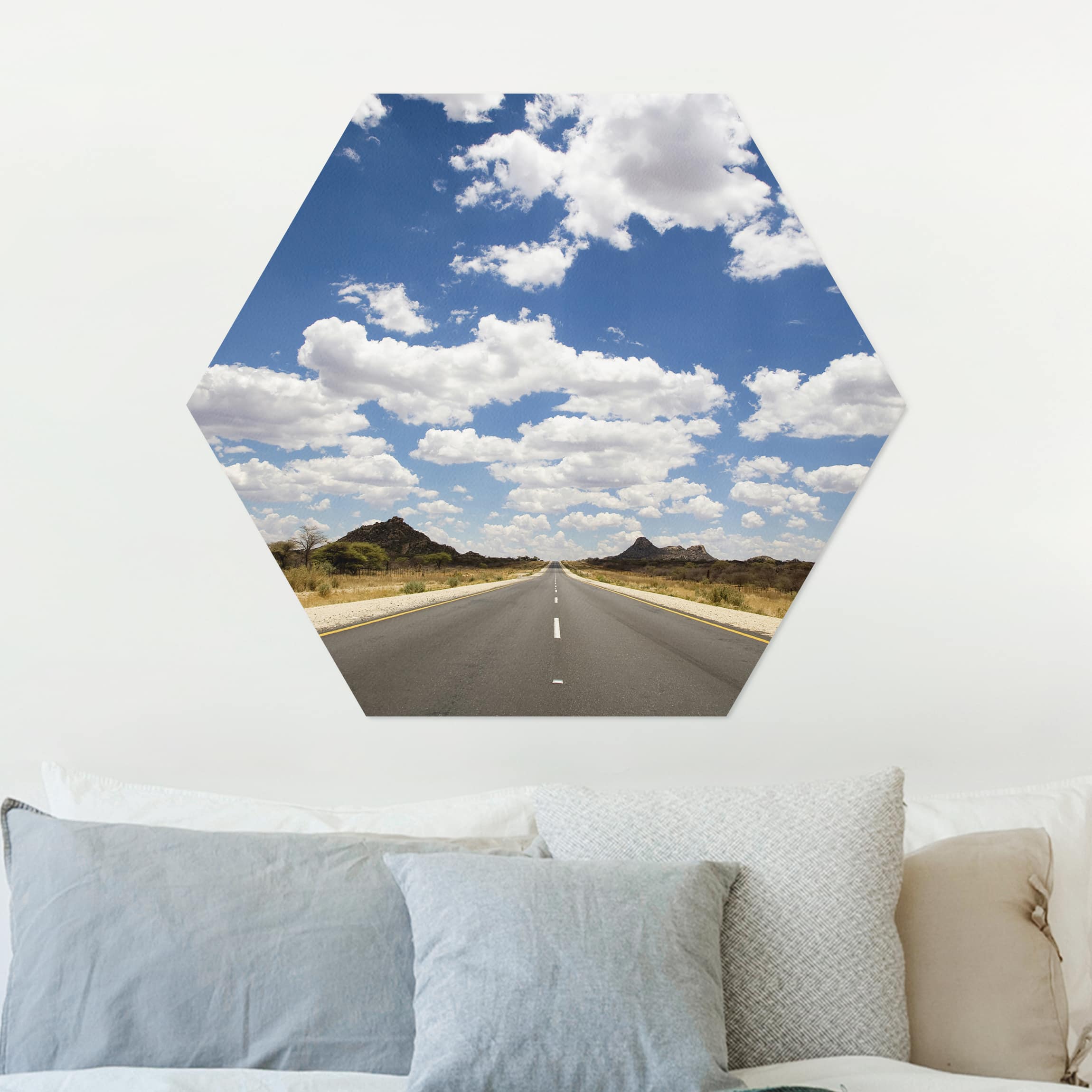 Hexagon-Alu-Dibond Bild Route 66