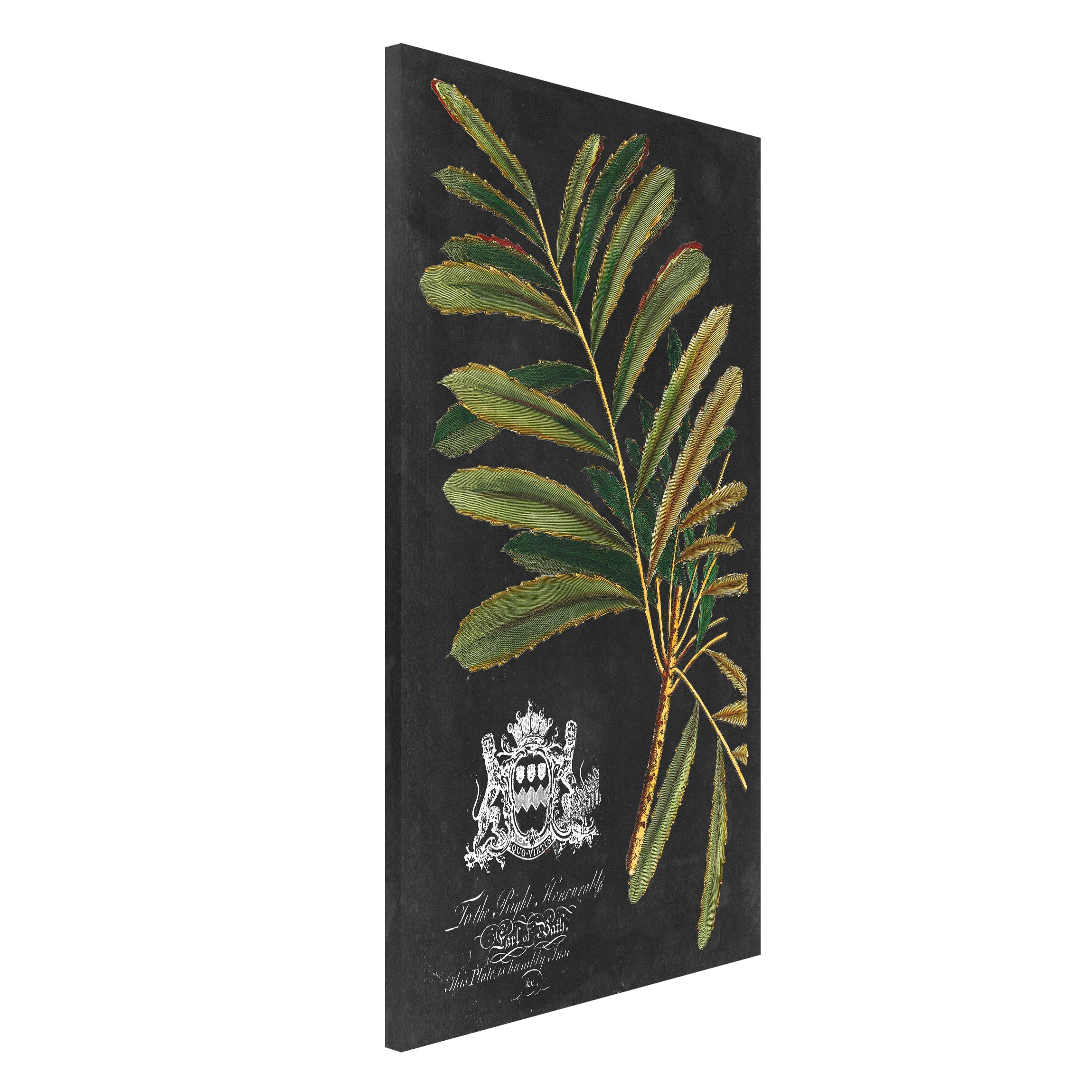 Magnettafel - Hochformat 3:4 Vintage Royales Blattwerk auf Schwarz II