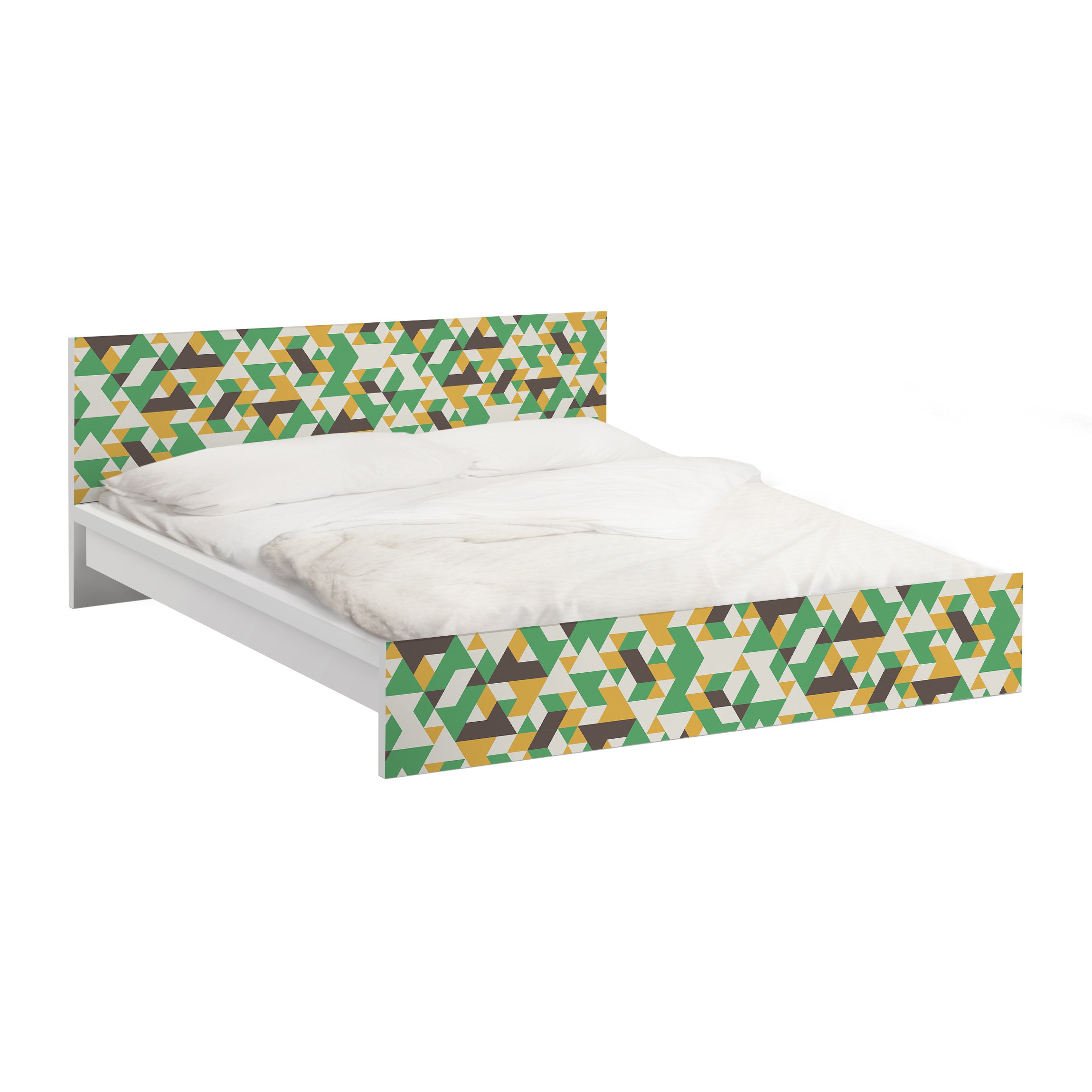 Möbelfolie für IKEA Malm Bett 140 cm Breite No.RY34 Green Triangles