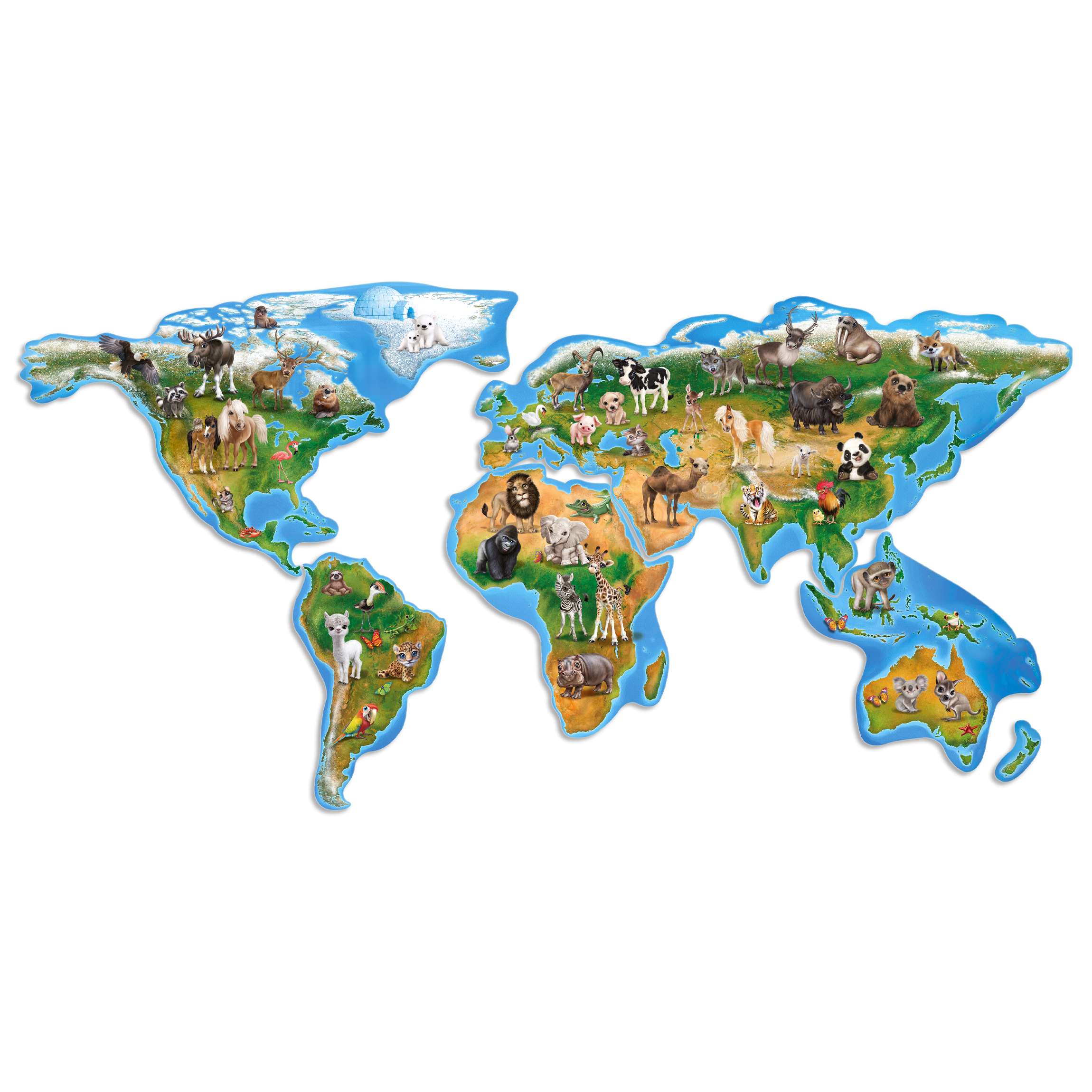 FOLDZILLA 3D Animal Club International - Pappweltkarte mit Tieren