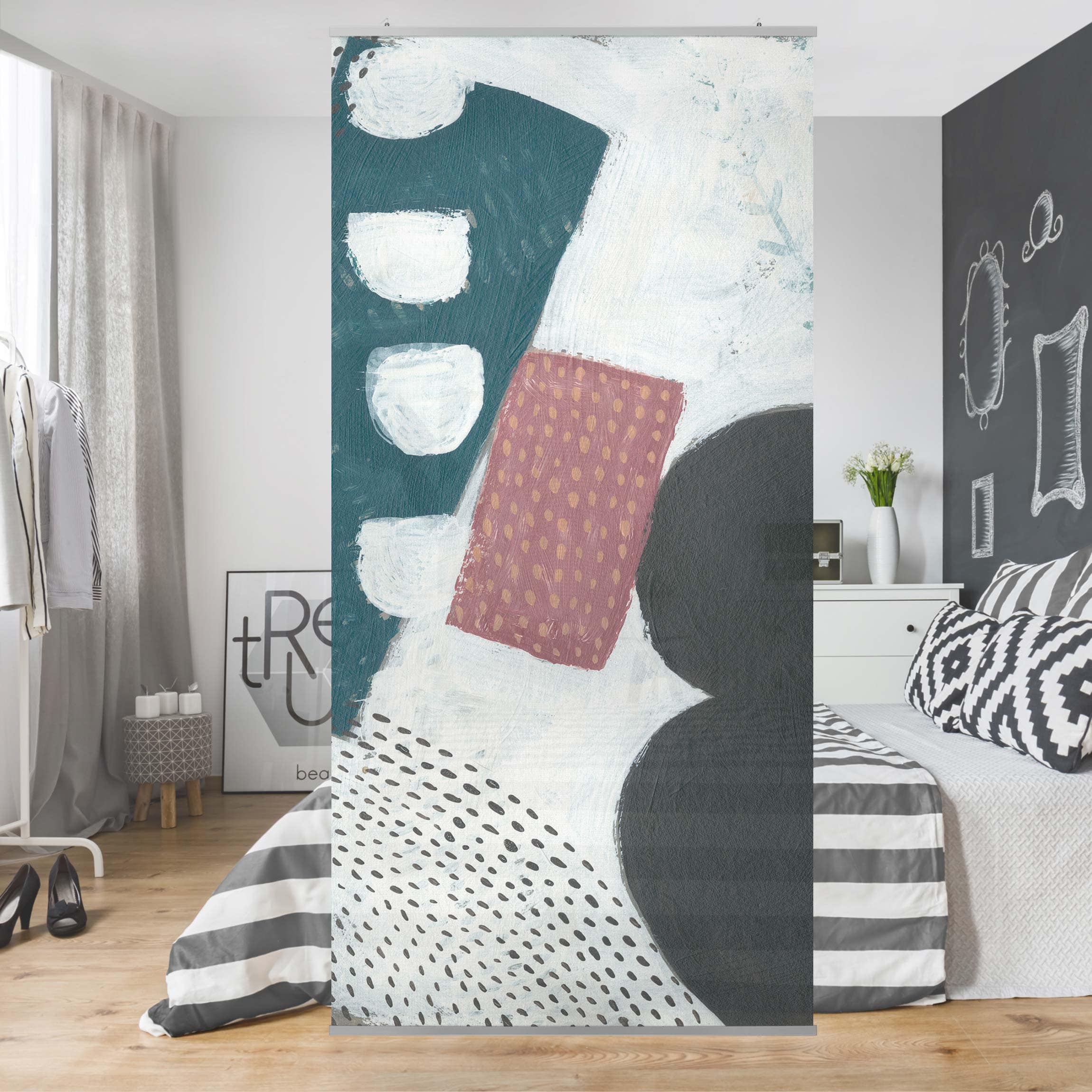 Raumteiler Karneval der Formen in Petrol I