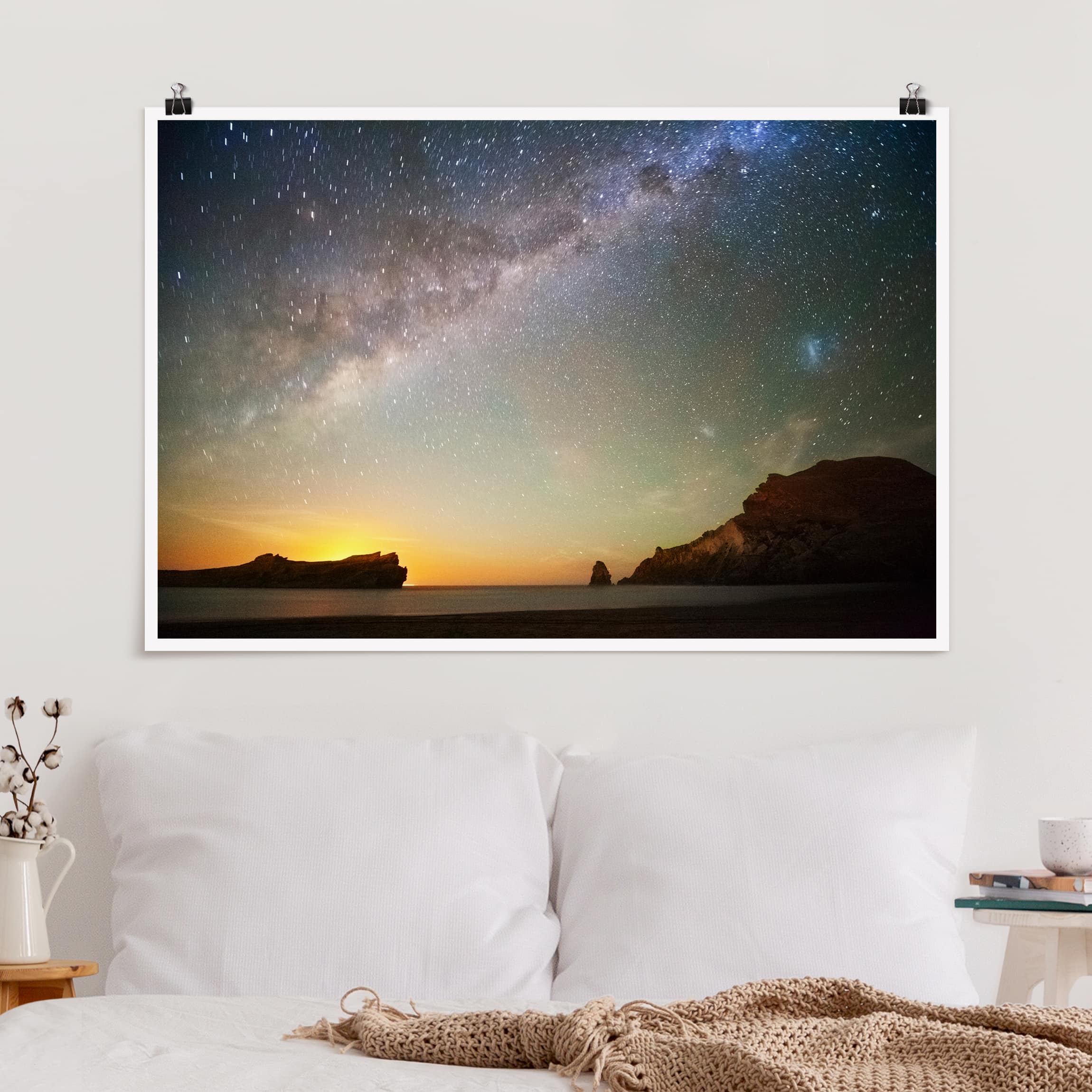 Poster - Querformat Sternenhimmel über dem Meer