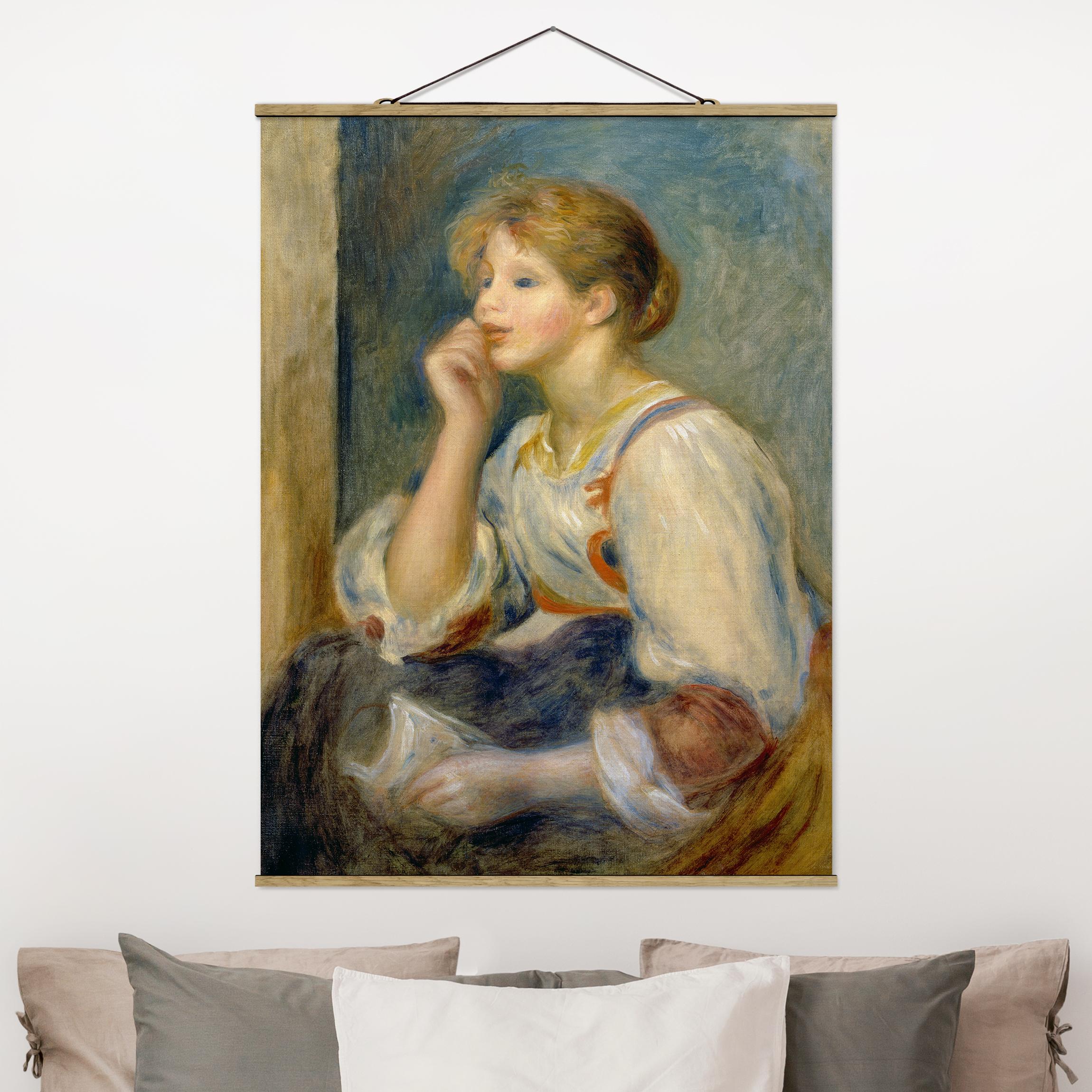 Stoffbild mit Posterleisten Auguste Renoir - Junges Mädchen mit Brief