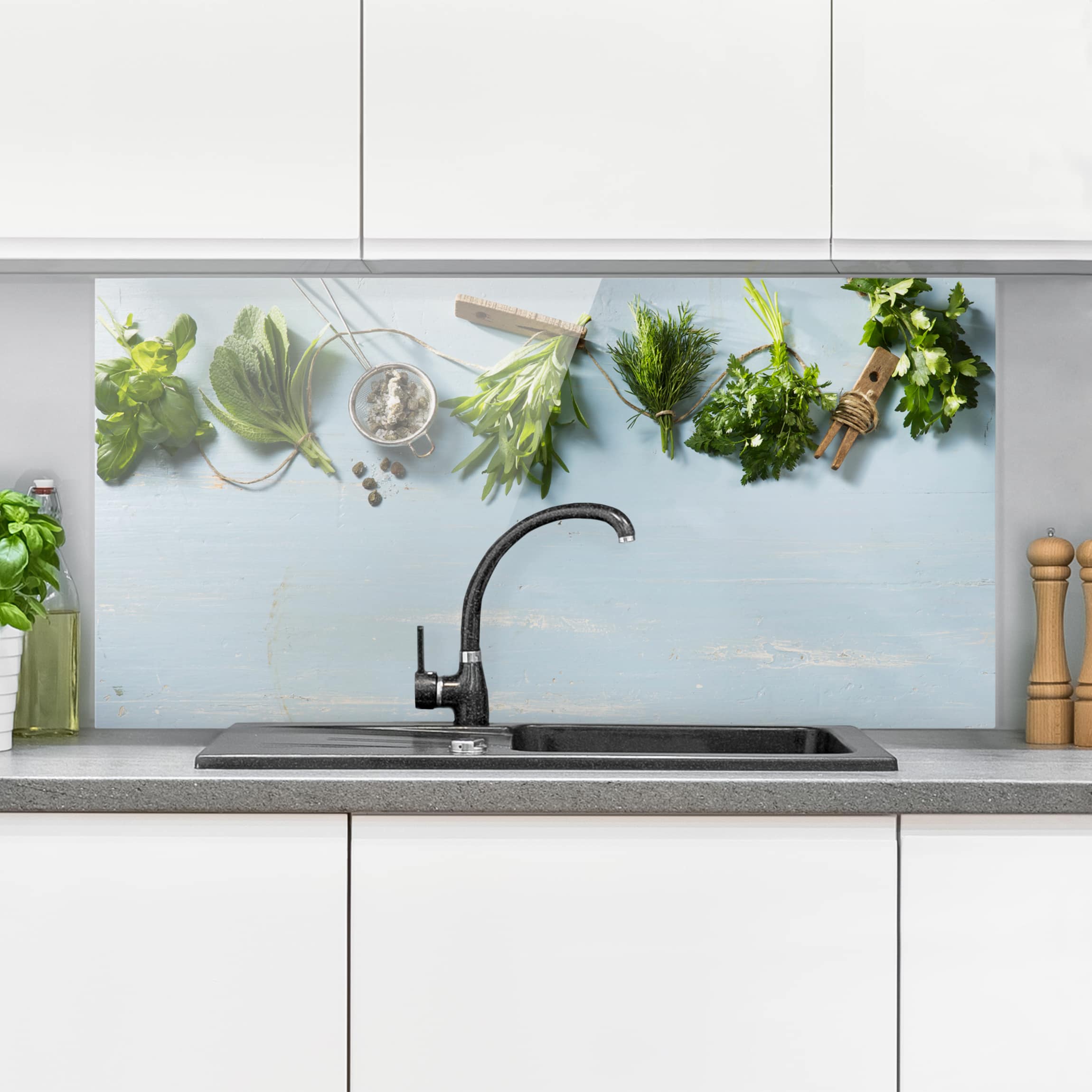 Glas Spritzschutz - Querformat 2:1 Gebündelte Kräuter