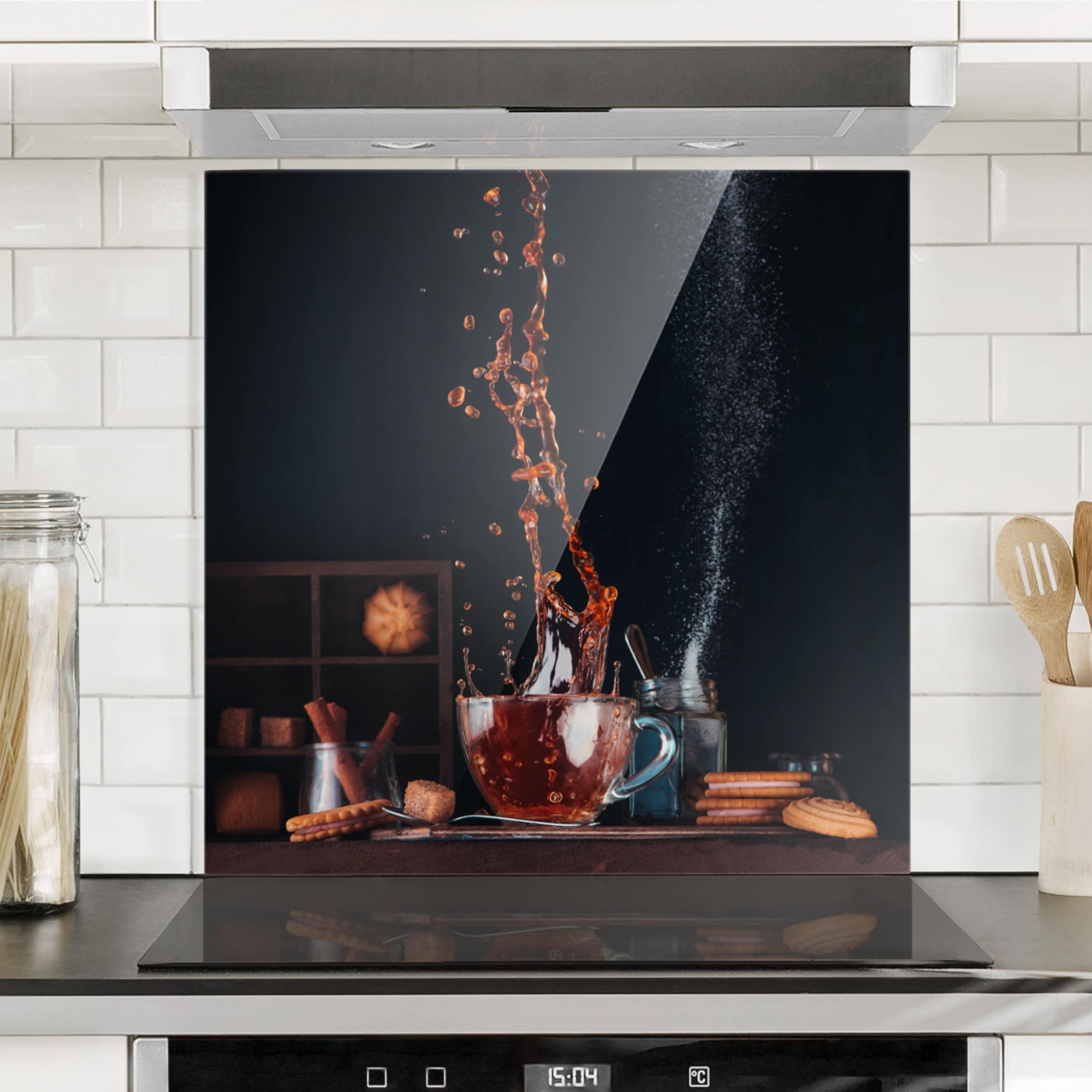 Glas Spritzschutz Tee Komposition