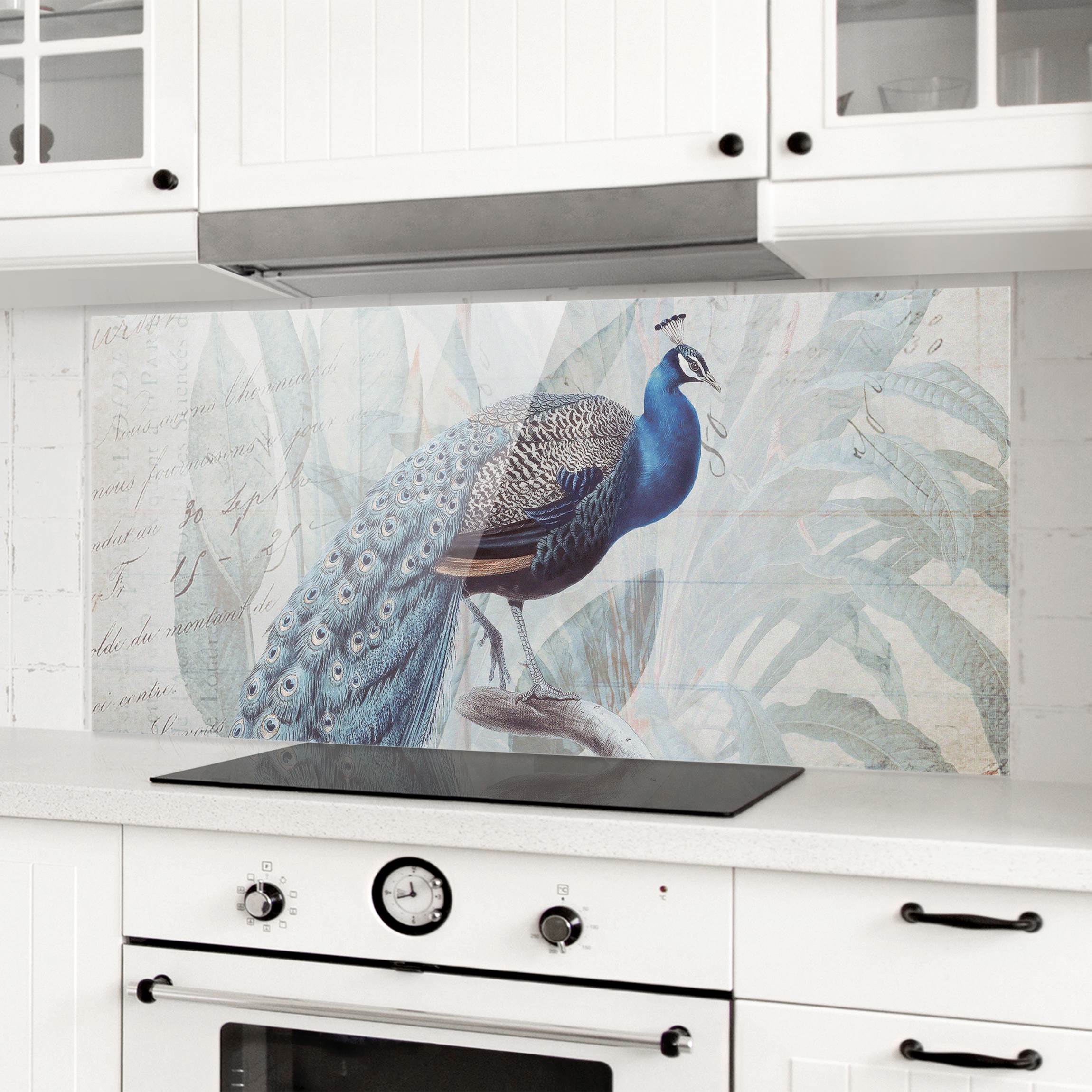 Spritzschutz Shabby Chic Collage - Pfau