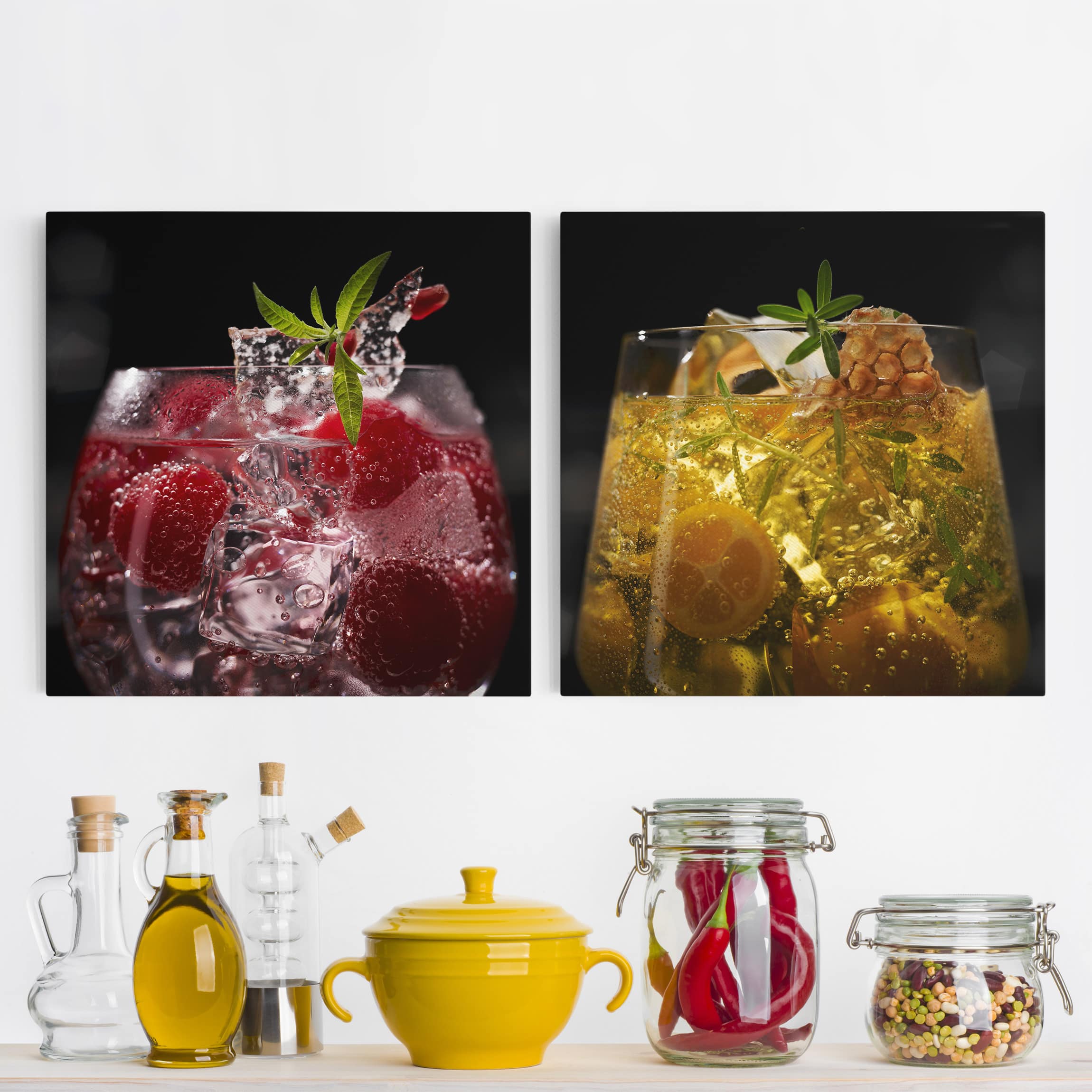 2-teiliges Leinwandbild Küche Exotische Drinks