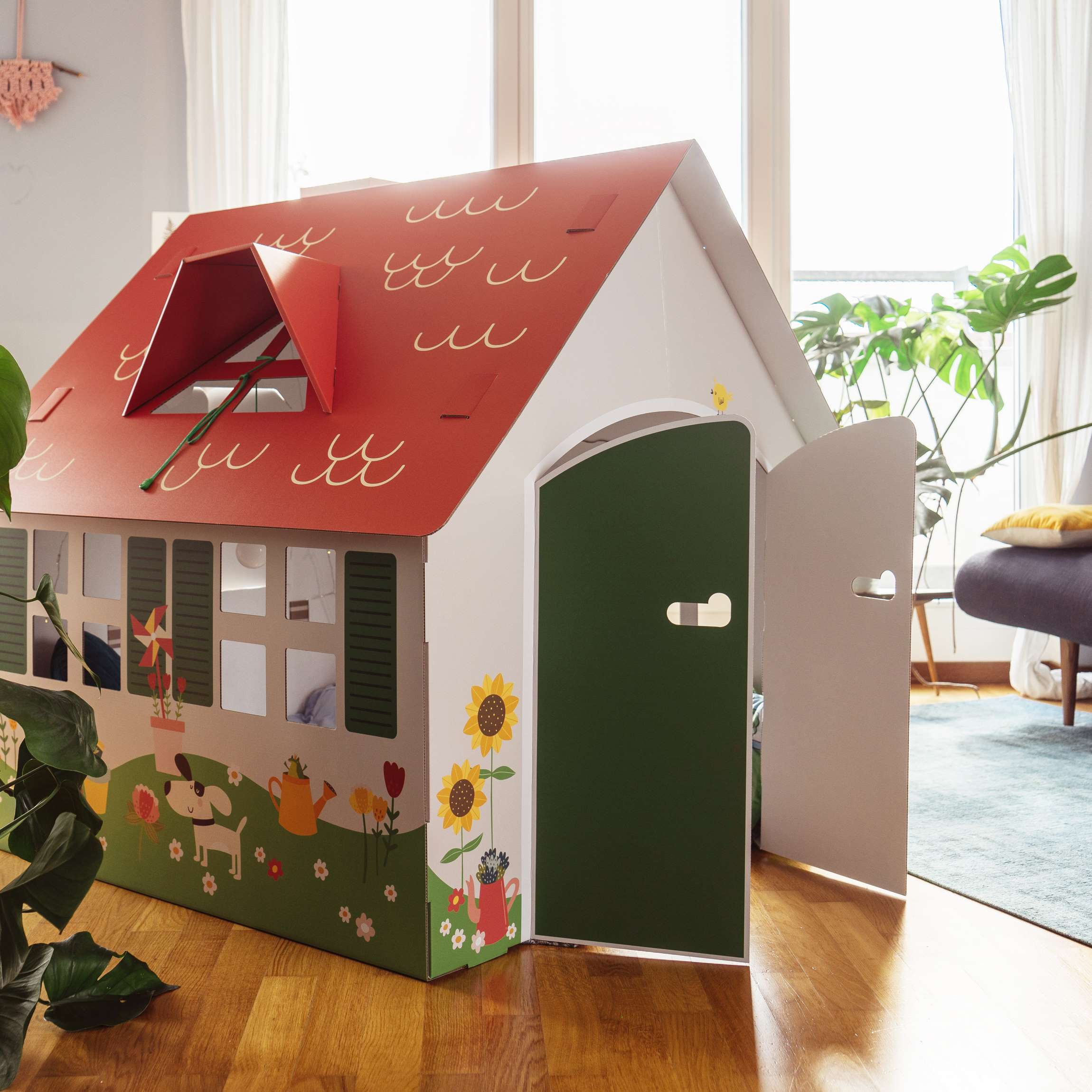 FOLDZILLA Spielhaus Pappe XXL Spielhaus Gartenhaus
