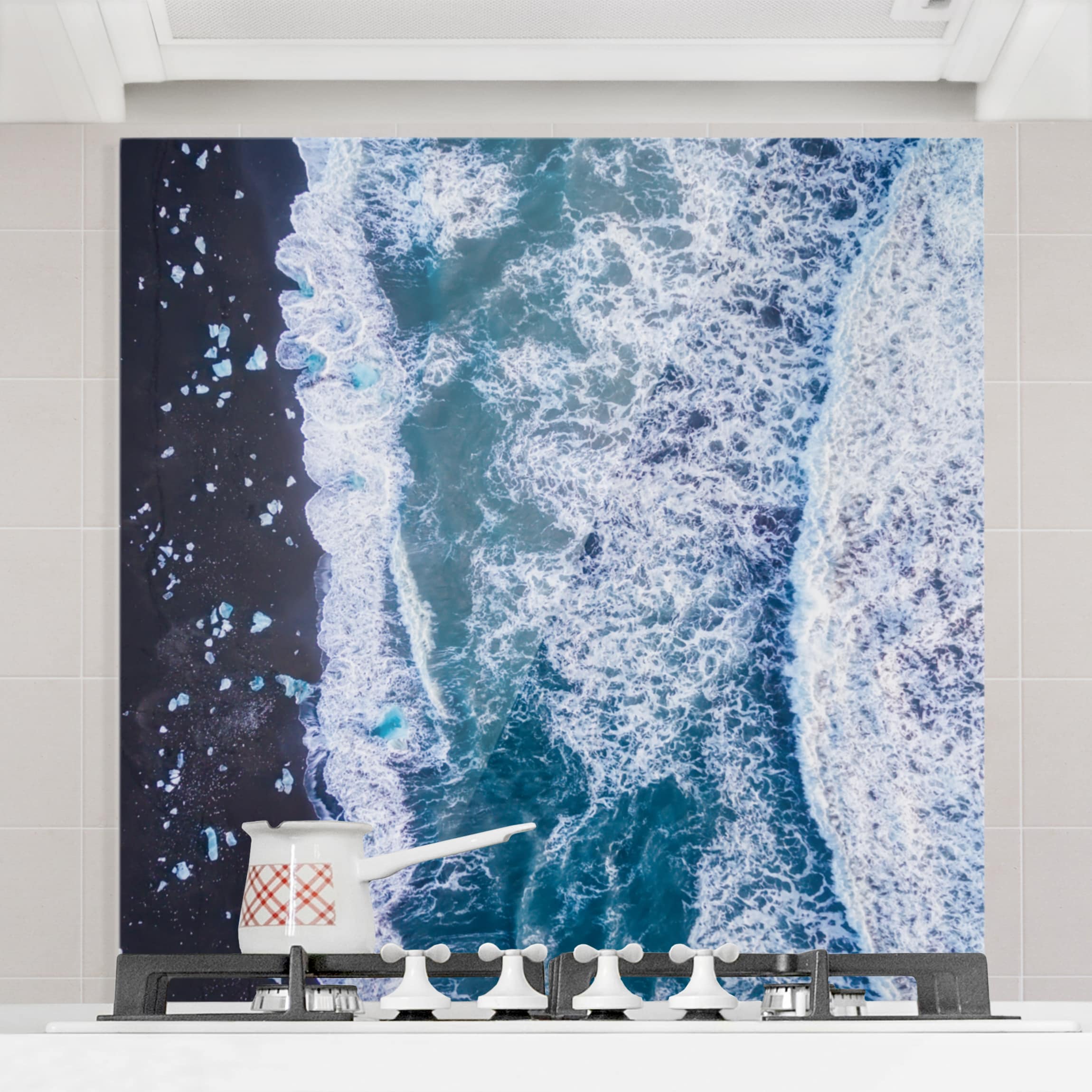 Spritzschutz Luftbild - Jökulsárlón in Island vertikal