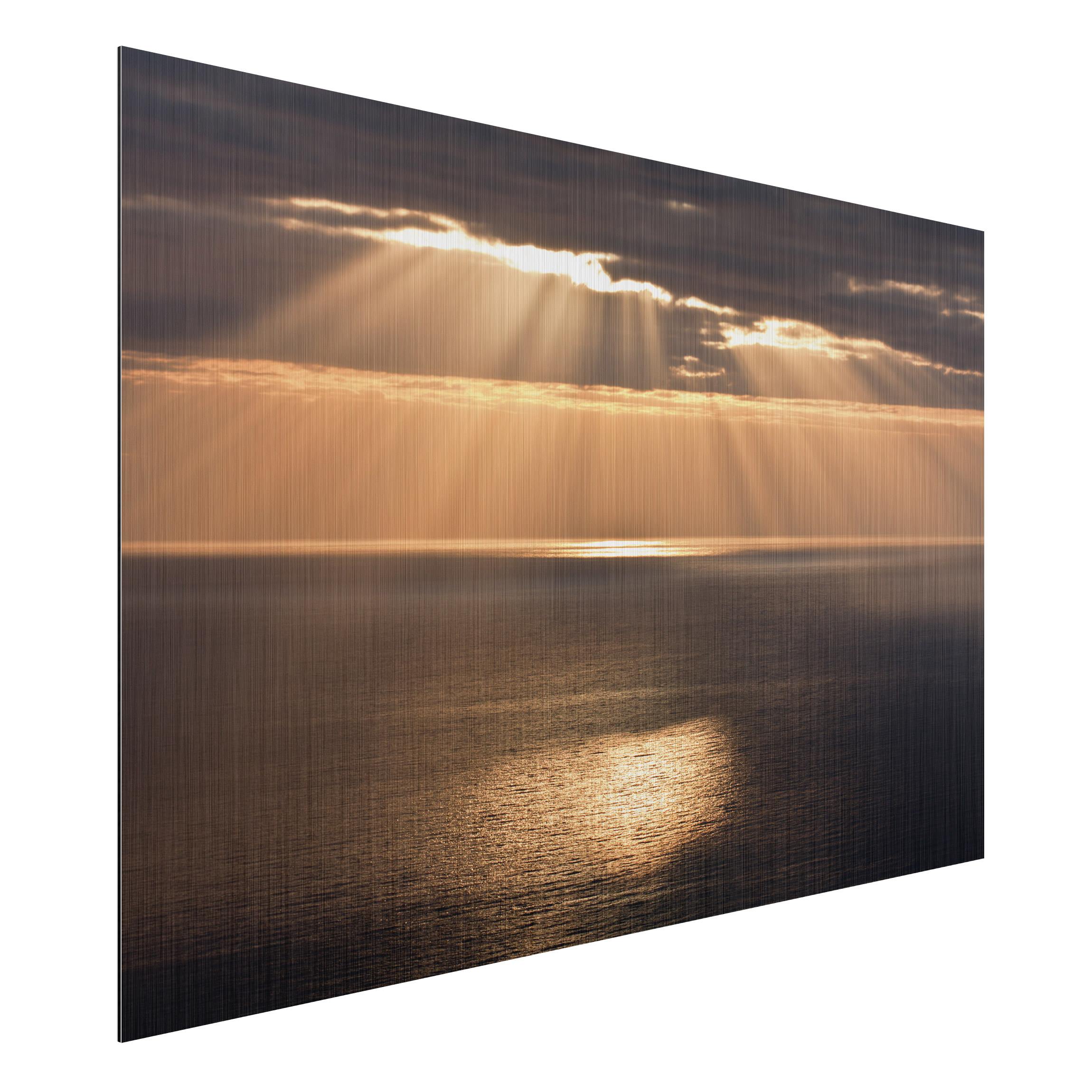 Alu-Dibond Outdoor Bild Sonnenstrahlen über dem Meer