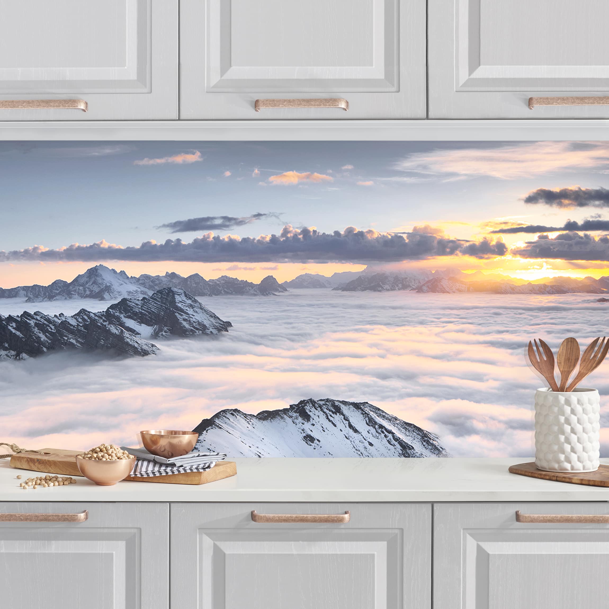 Küchenrückwand Blick über Wolken und Berge