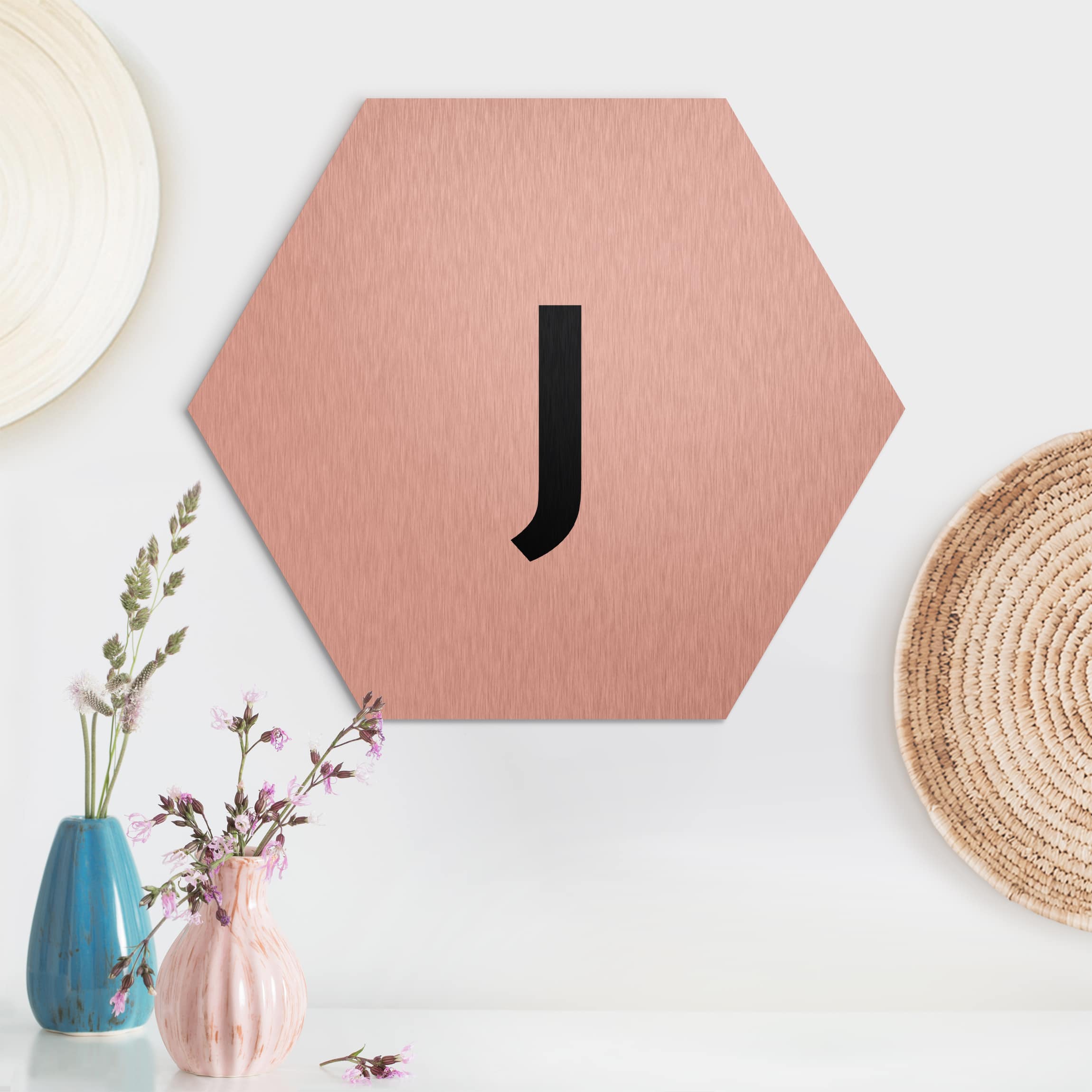 Hexagon-Alu-Dibond Bild Buchstabe Weiß J