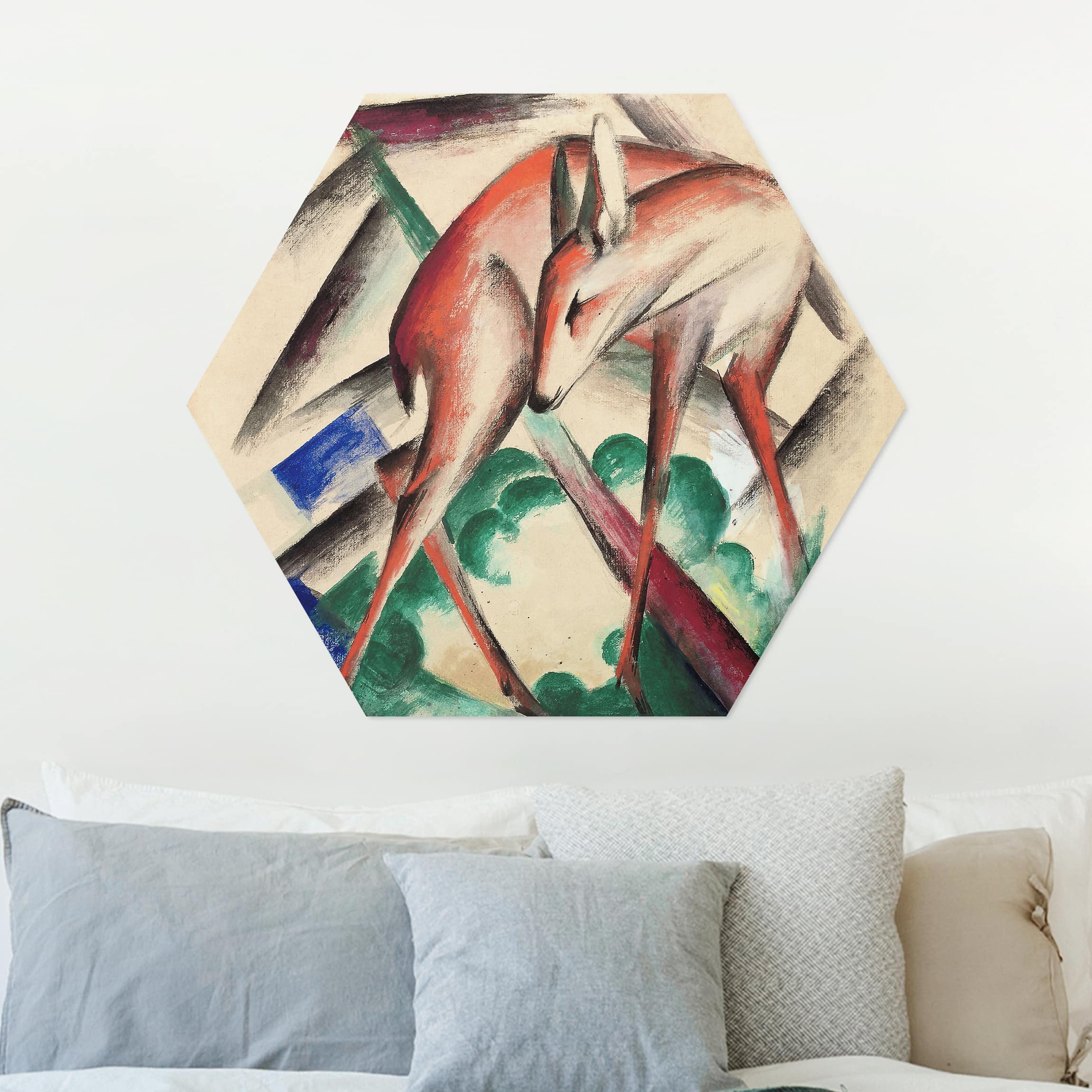 Hexagon-Alu-Dibond Bild Franz Marc - Reh
