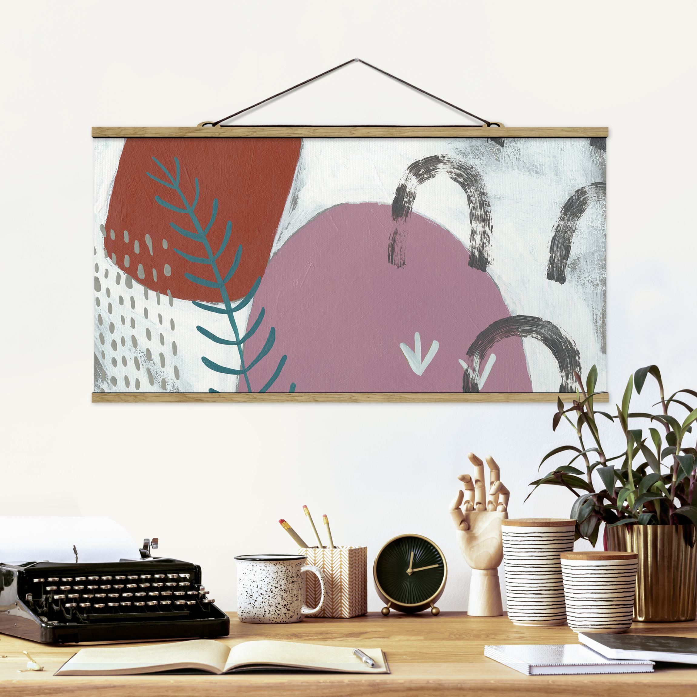 Stoffbild - Querformat Karneval der Formen in Beere II