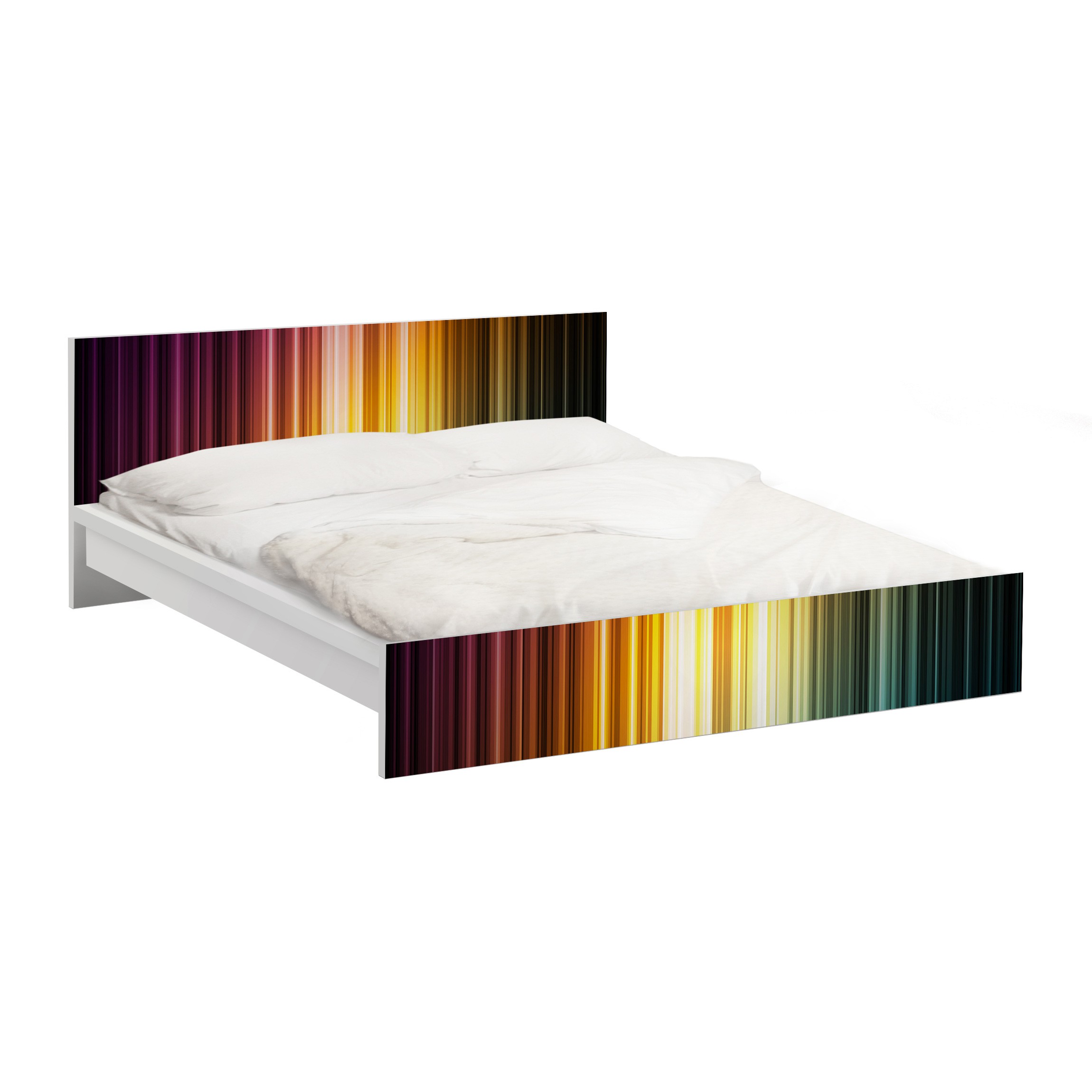 Möbelfolie für IKEA Malm Bett 180 cm Breite Rainbow Light