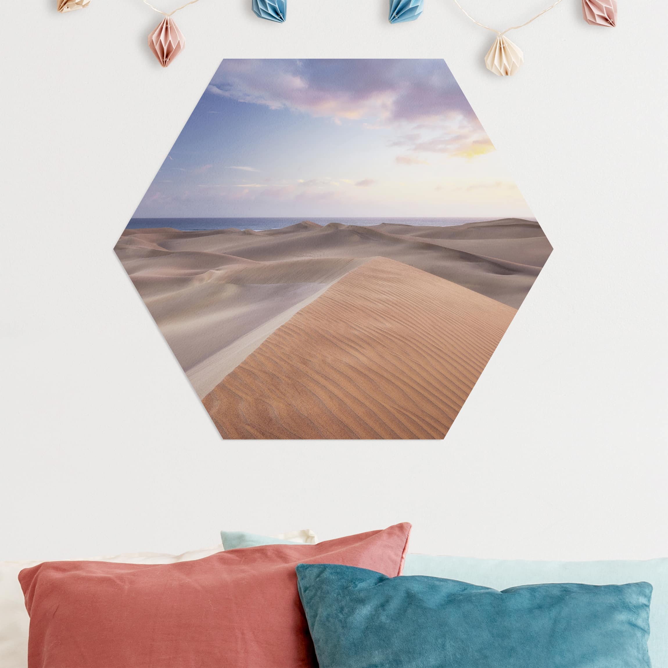 Hexagon-Alu-Dibond Bild Dünenblick