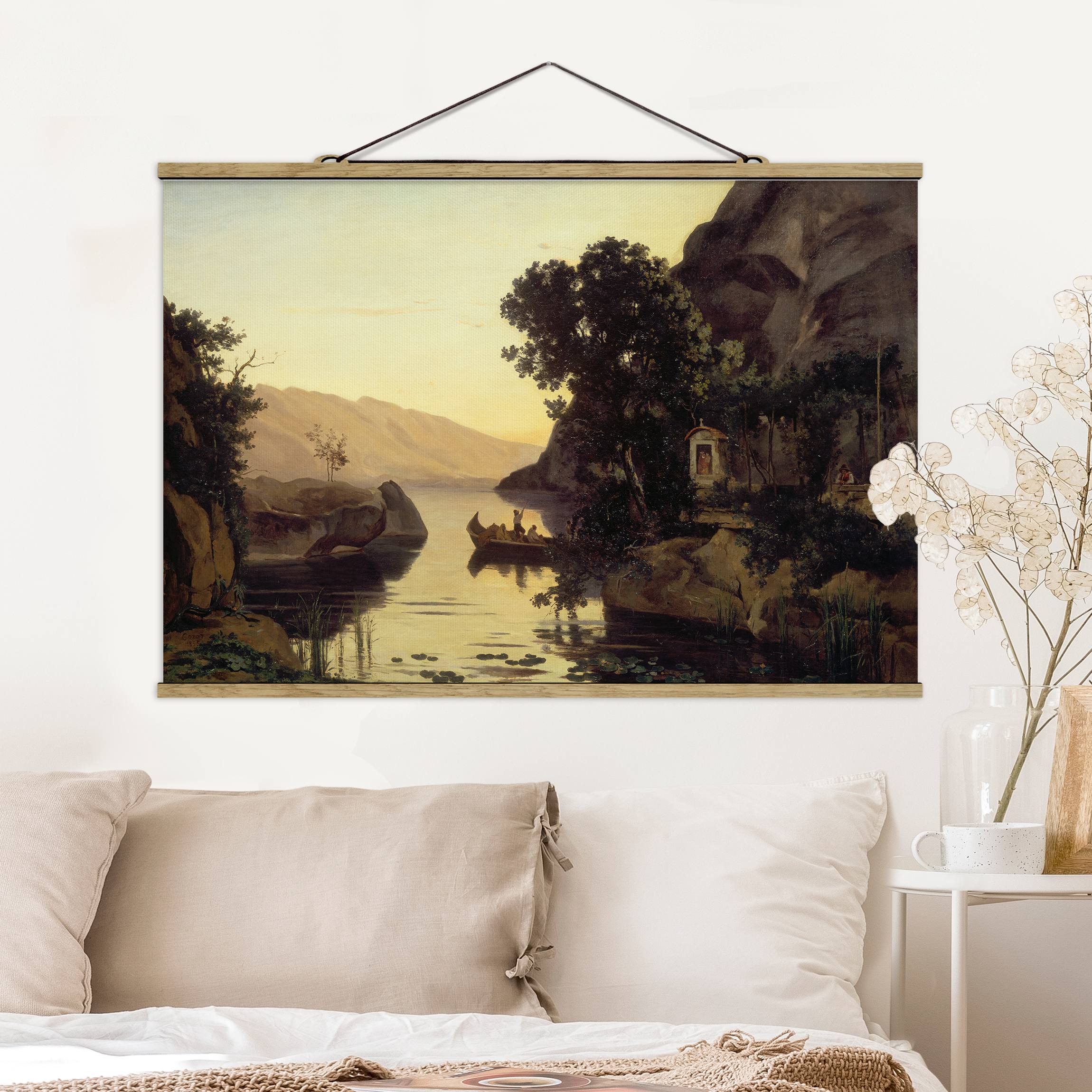 Stoffbild mit Posterleisten Jean-Baptiste Camille Corot - Landschaft bei Riva