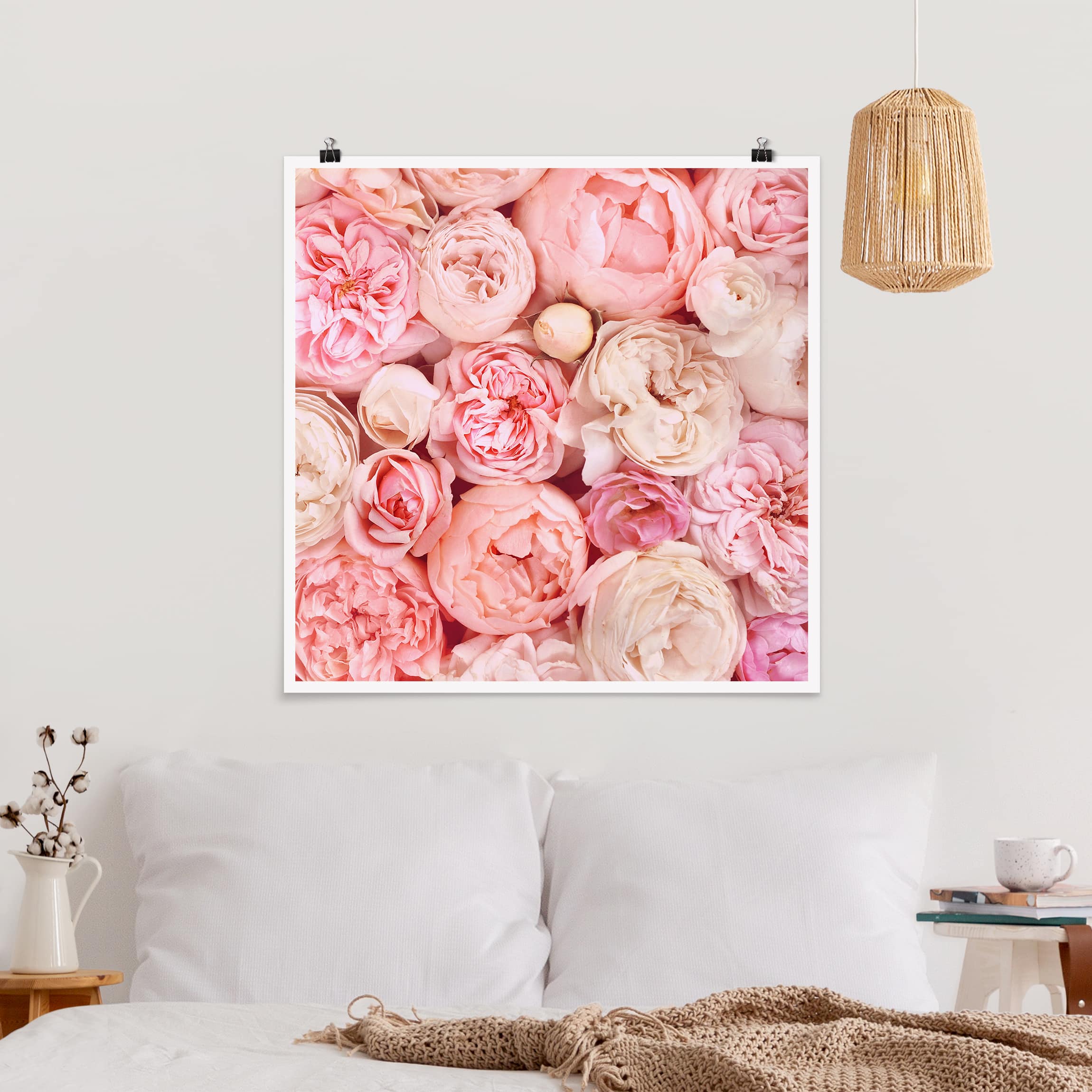 Poster - Quadrat Rosen Rosé Koralle Shabby