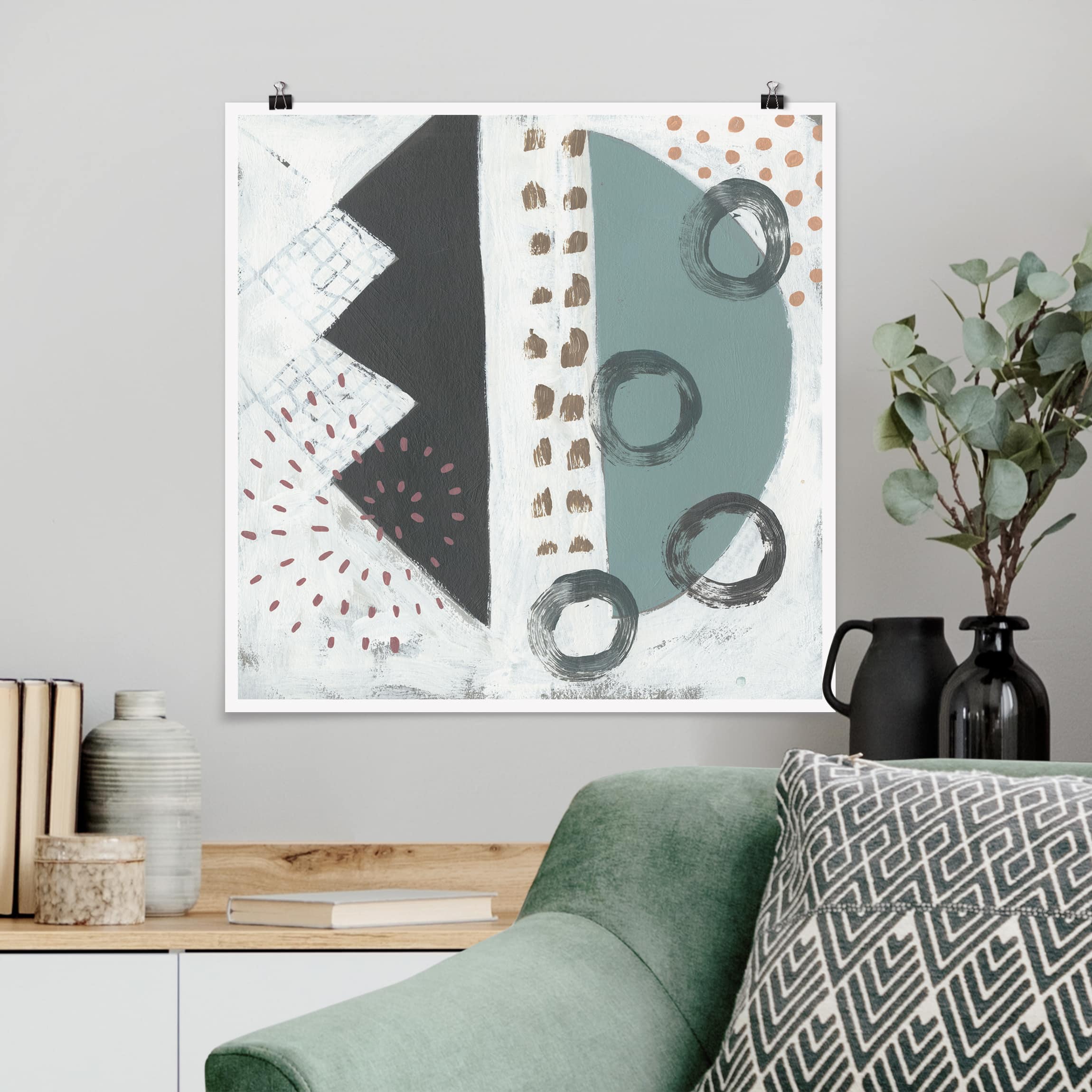 Poster - Quadrat Karneval der Formen in Petrol III