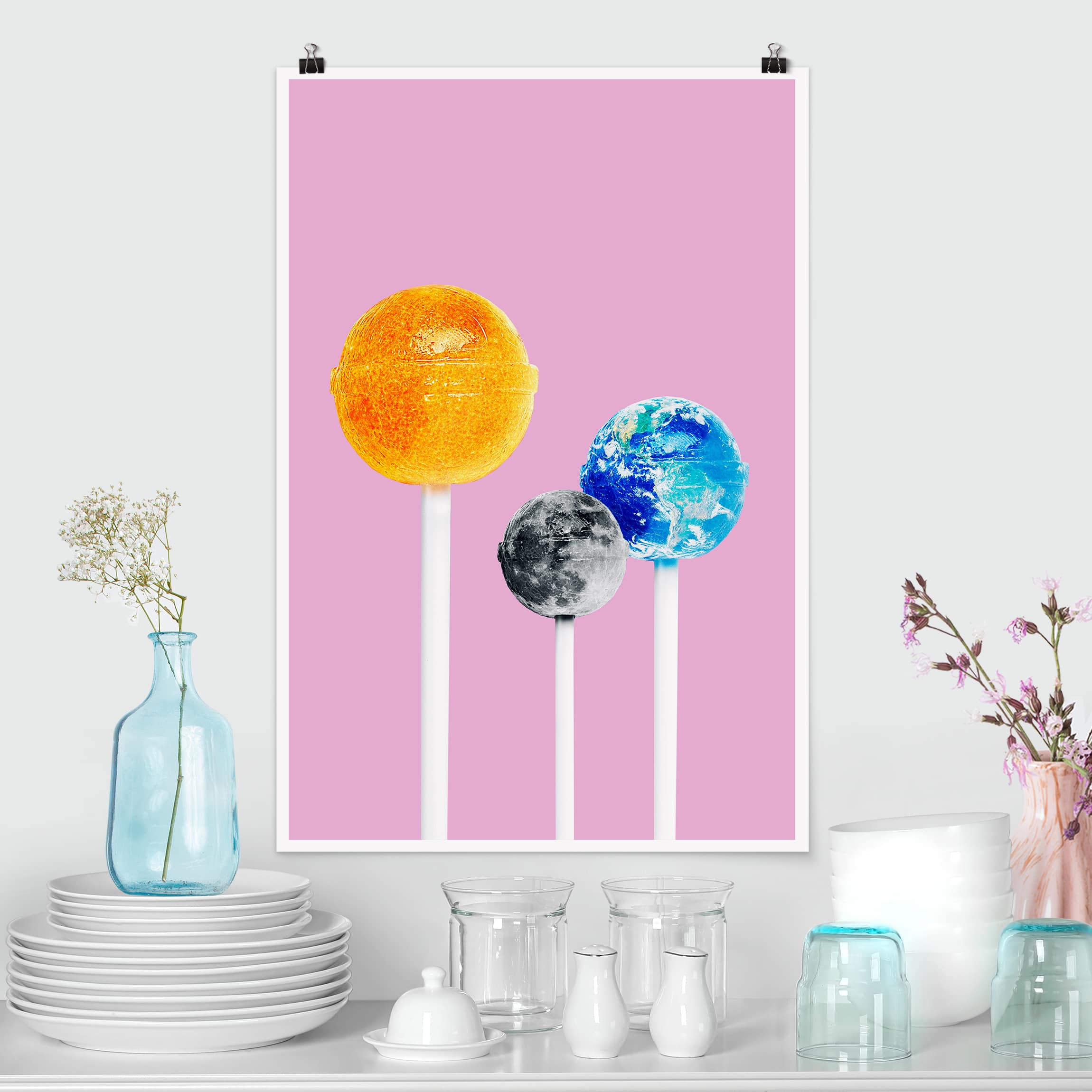 Poster - Hochformat Lollipops mit Planeten
