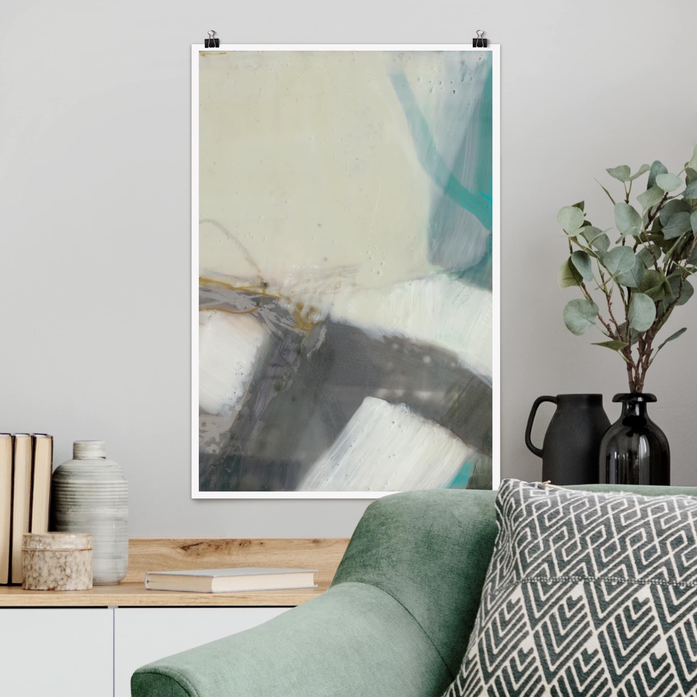 Poster - Hochformat Fangzähne mit Türkis III