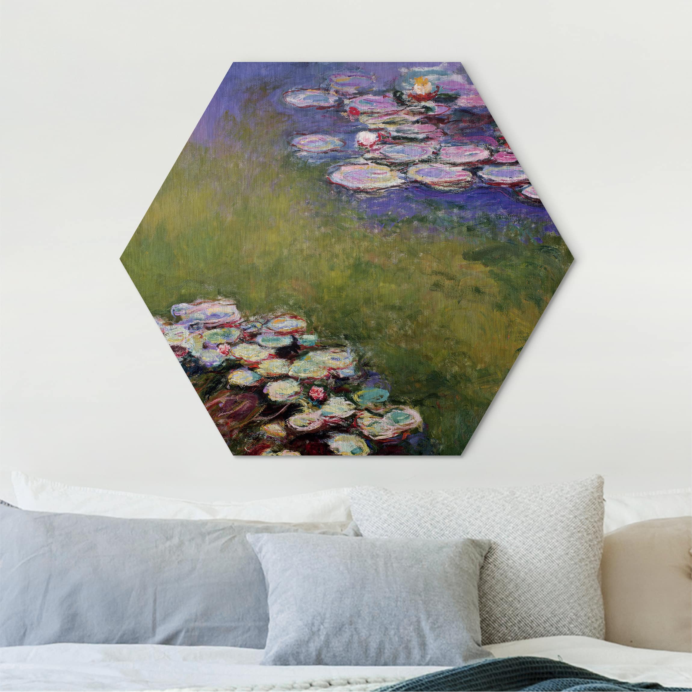 Hexagon-Alu-Dibond Bild Claude Monet - Seerosen