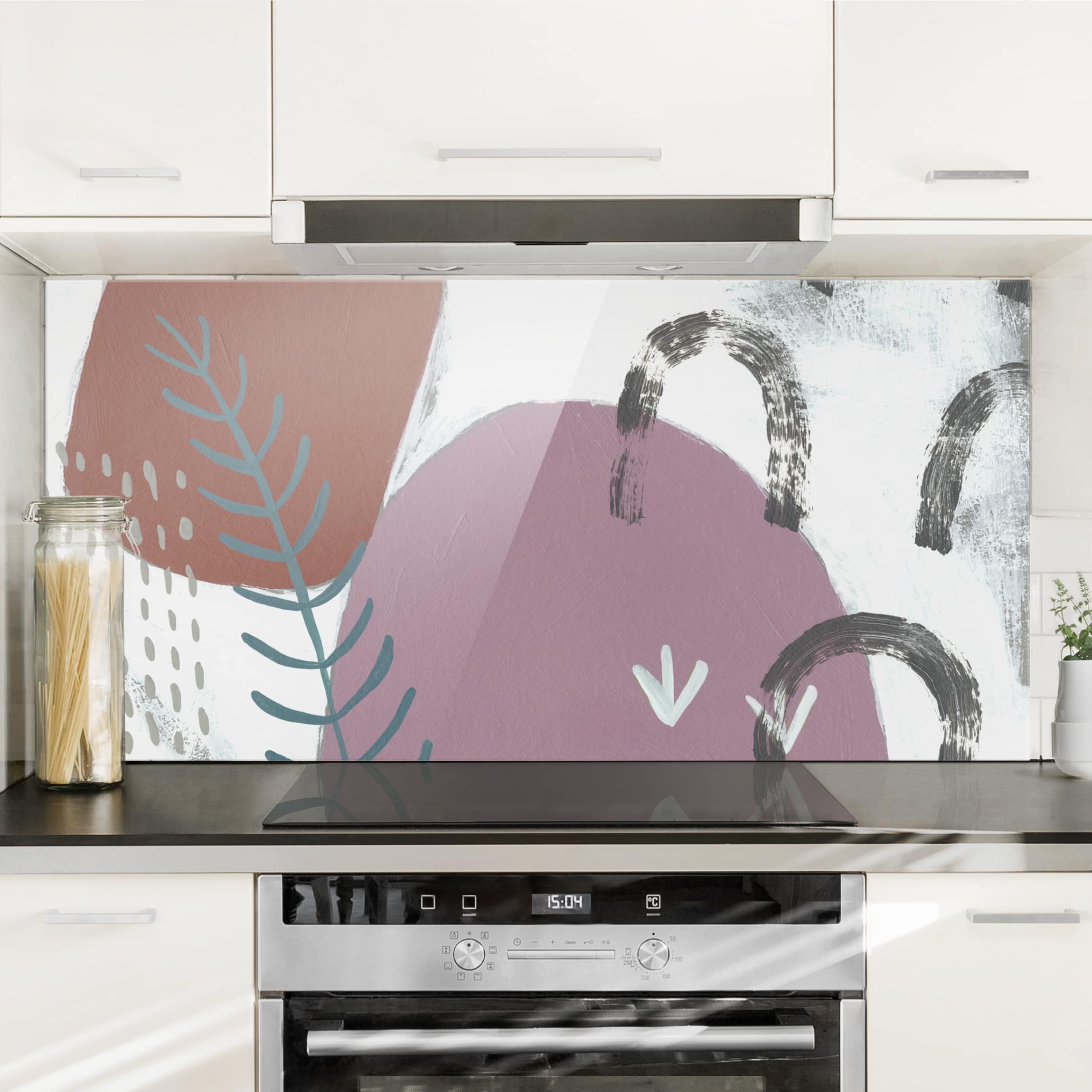 Glas Spritzschutz - Querformat 2:1 Karneval der Formen in Beere II