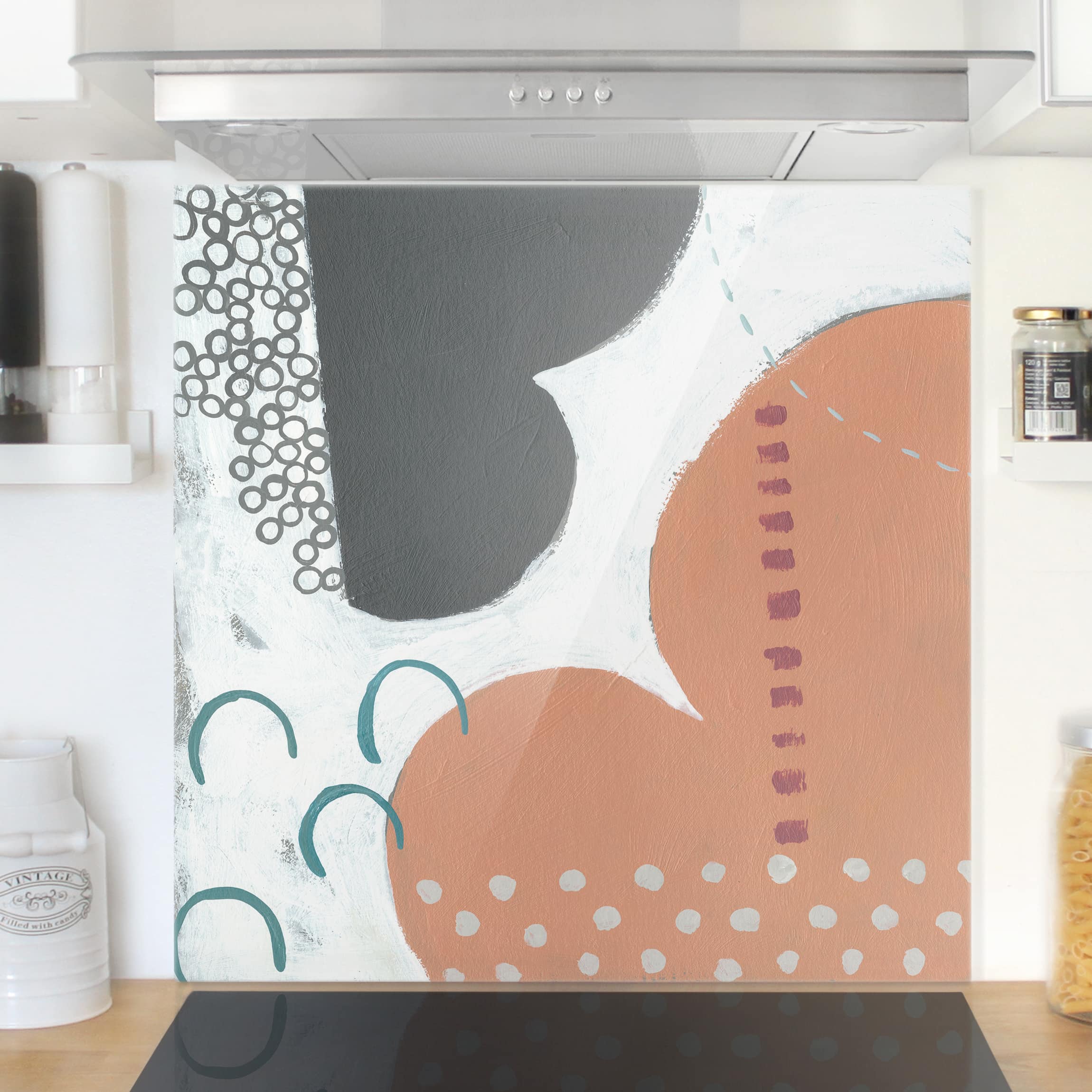 Spritzschutz Karneval der Formen in Lachs III