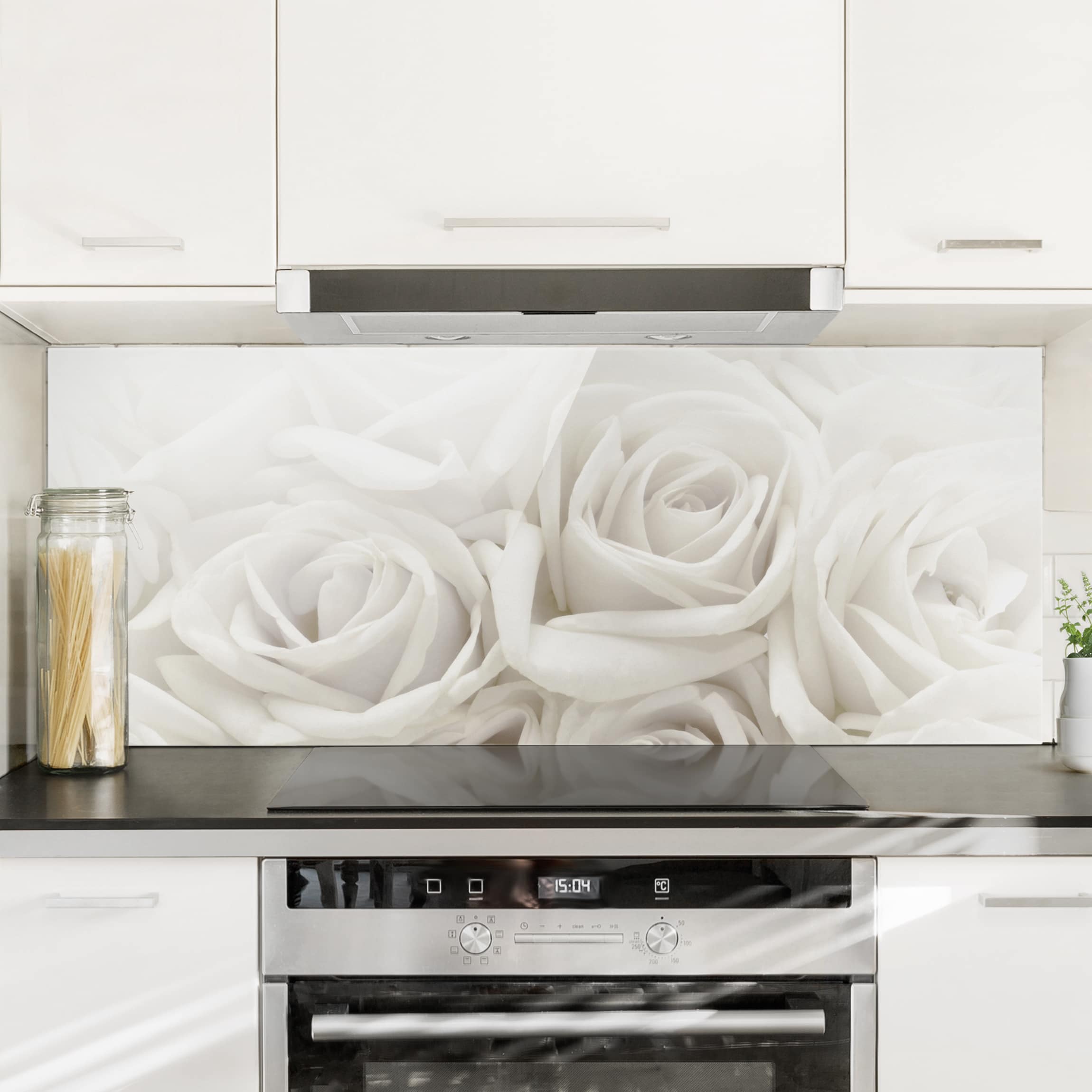 Glas Spritzschutz Weiße Rosen
