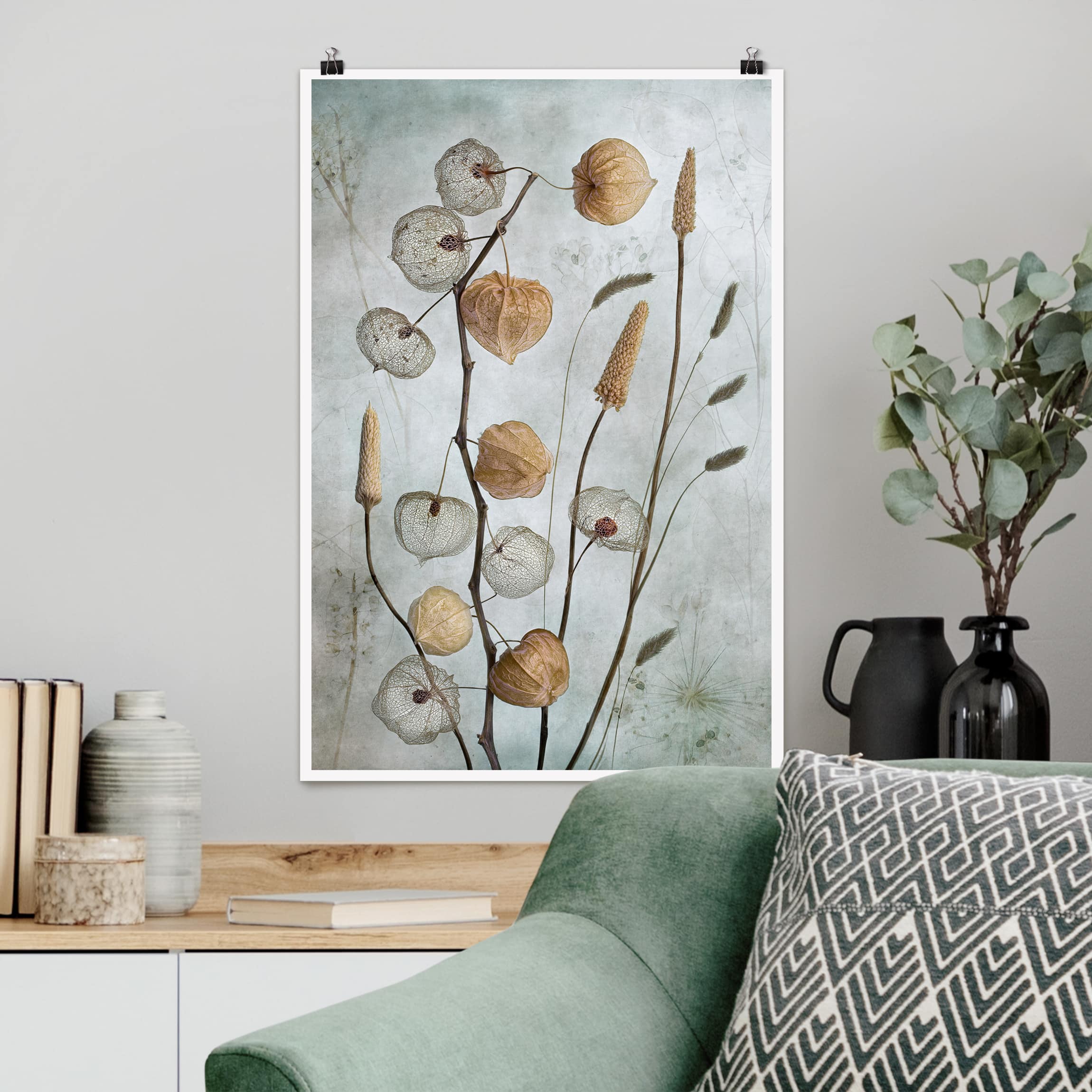 Poster - Hochformat Lampionfrüchte im Herbst