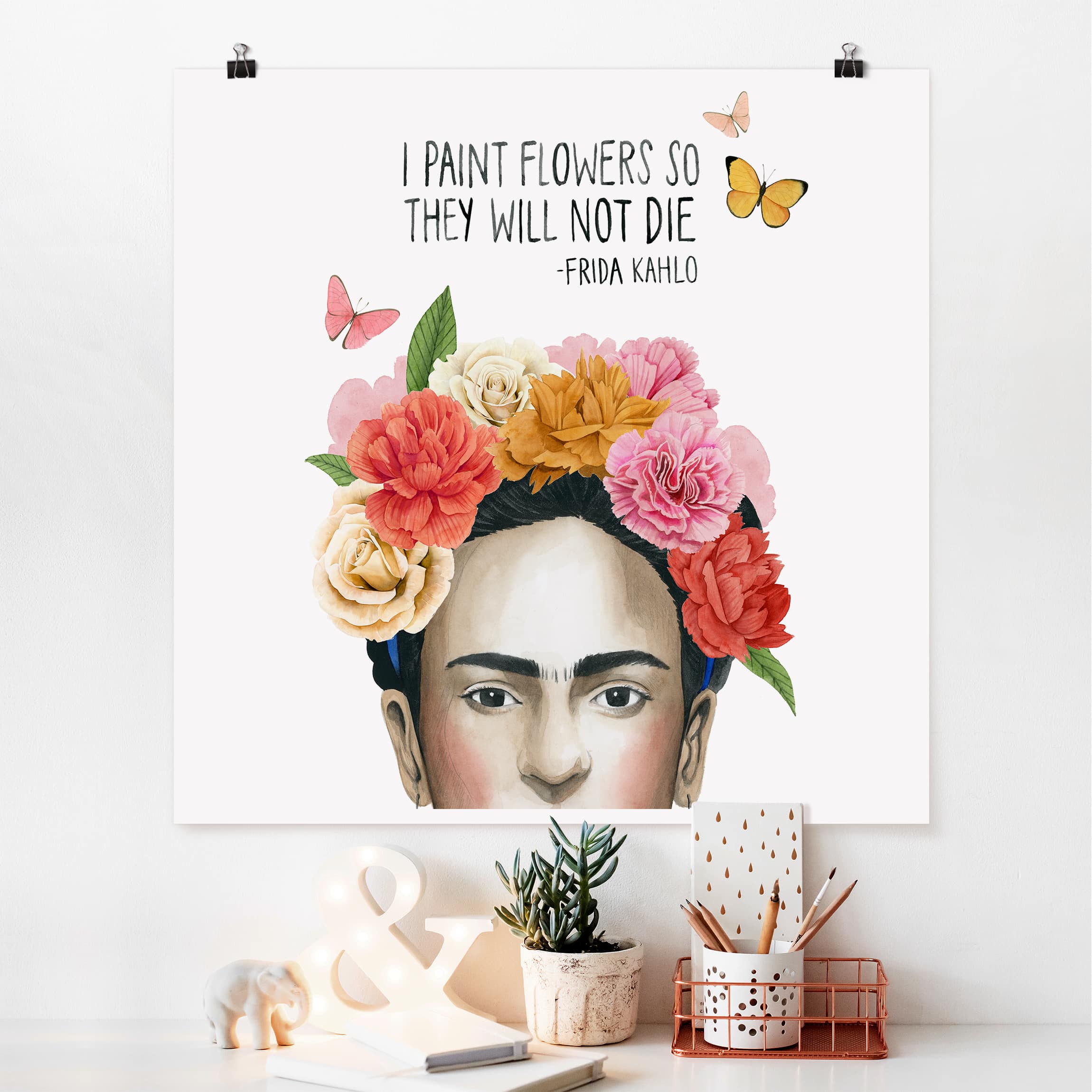 Poster - Quadrat Fridas Gedanken - Blumen