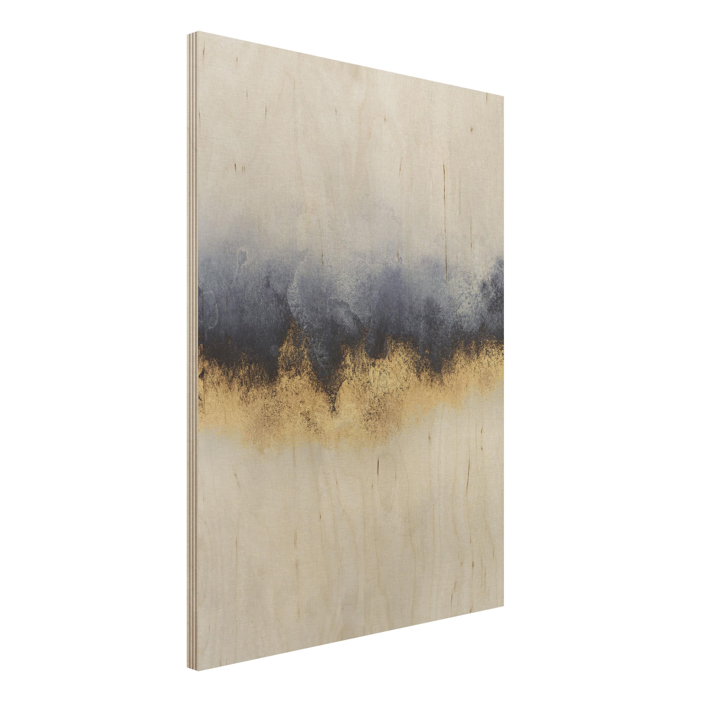 Holzbild - Hochformat 3:4 Wolkenhimmel mit Gold
