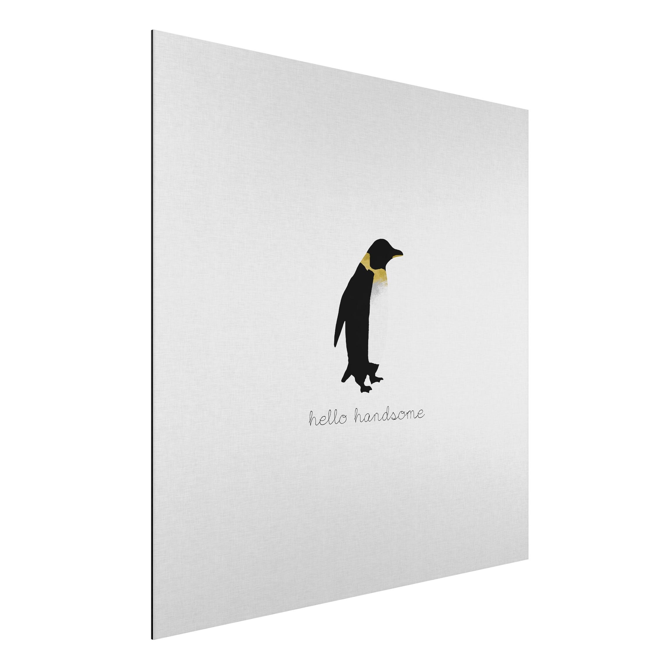 Alu-Dibond Outdoor Bild Pinguin Zitat Hello Handsome