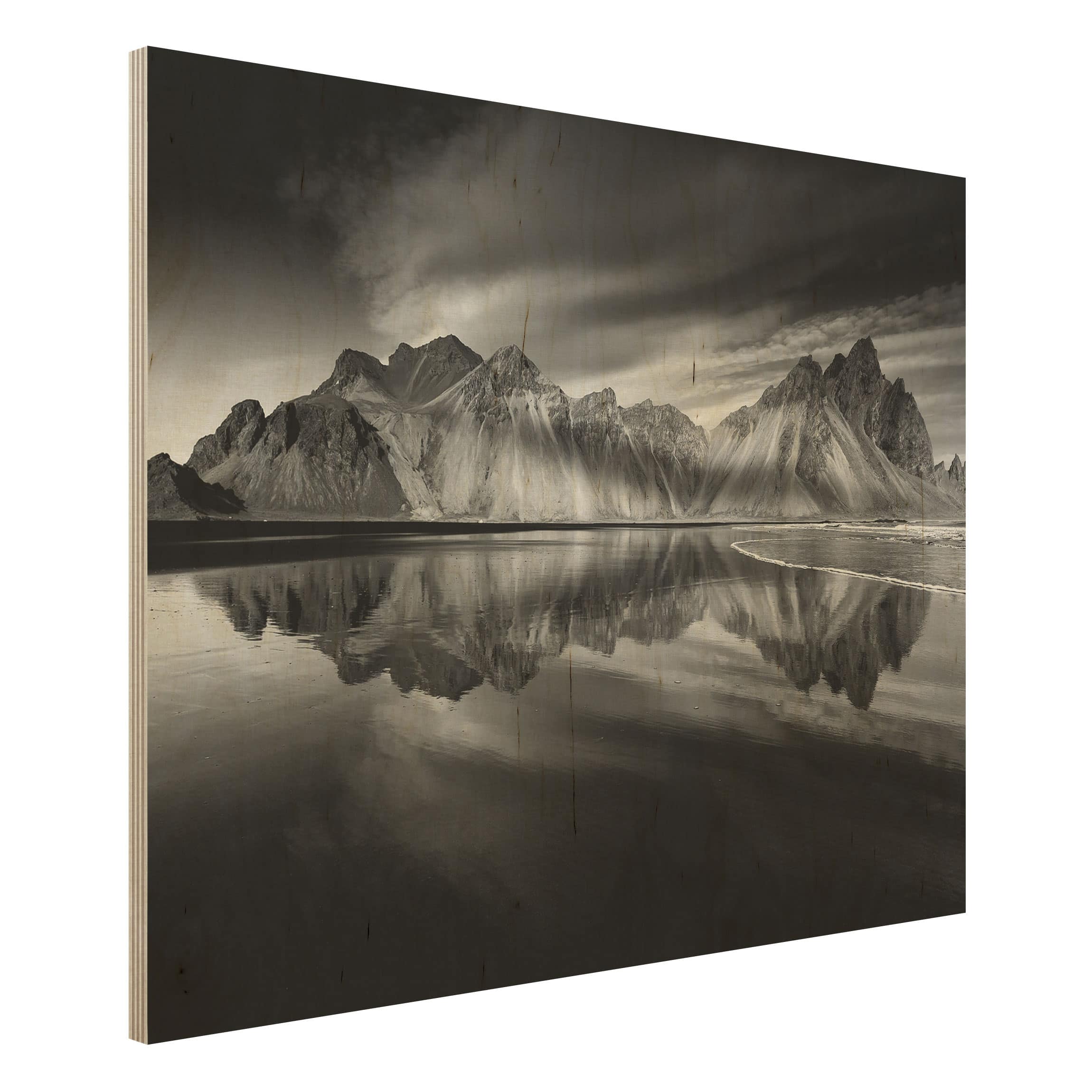 Holzbild - Querformat 4:3 Vesturhorn in Island