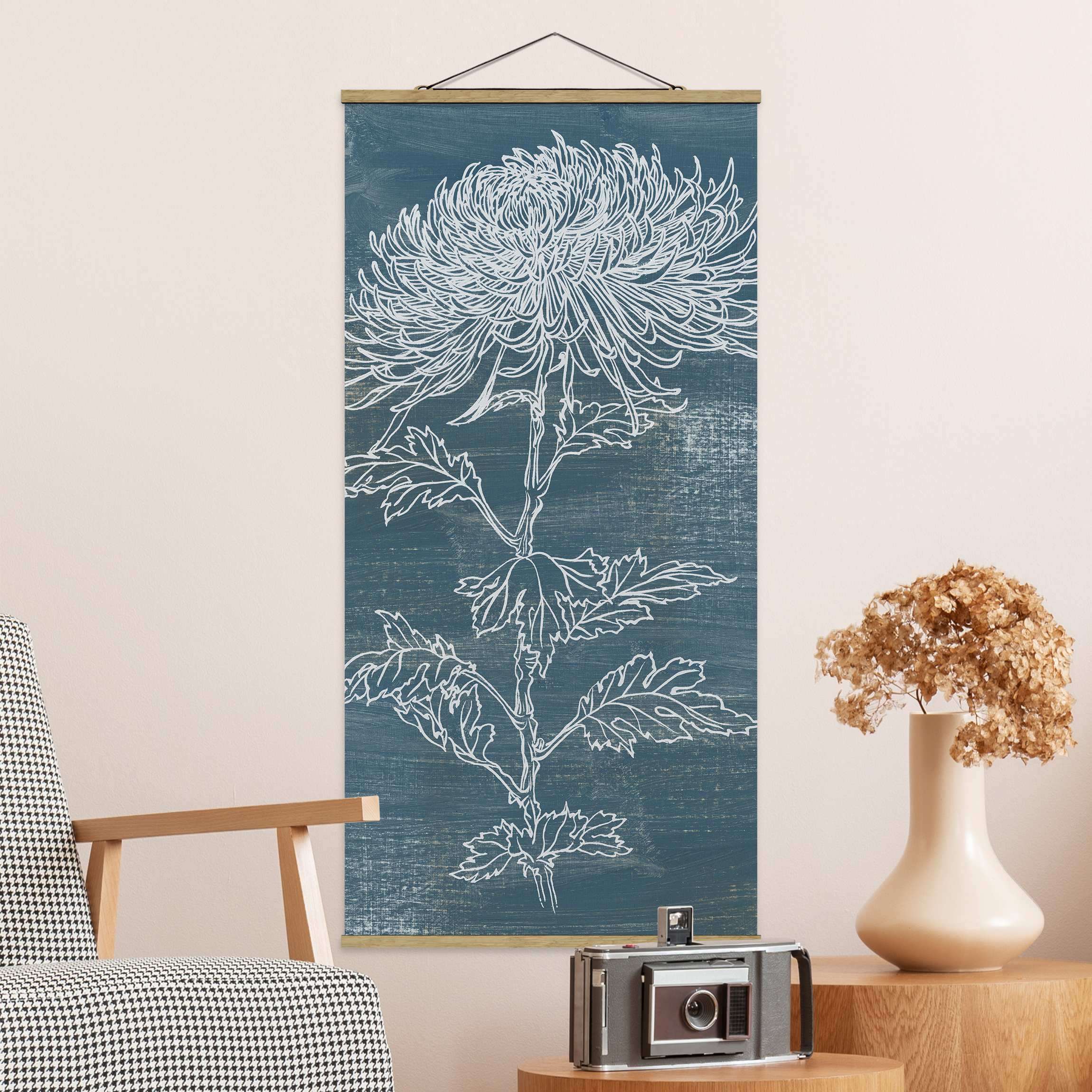 Stoffbild - Hochformat Indigo-Pflanzen II