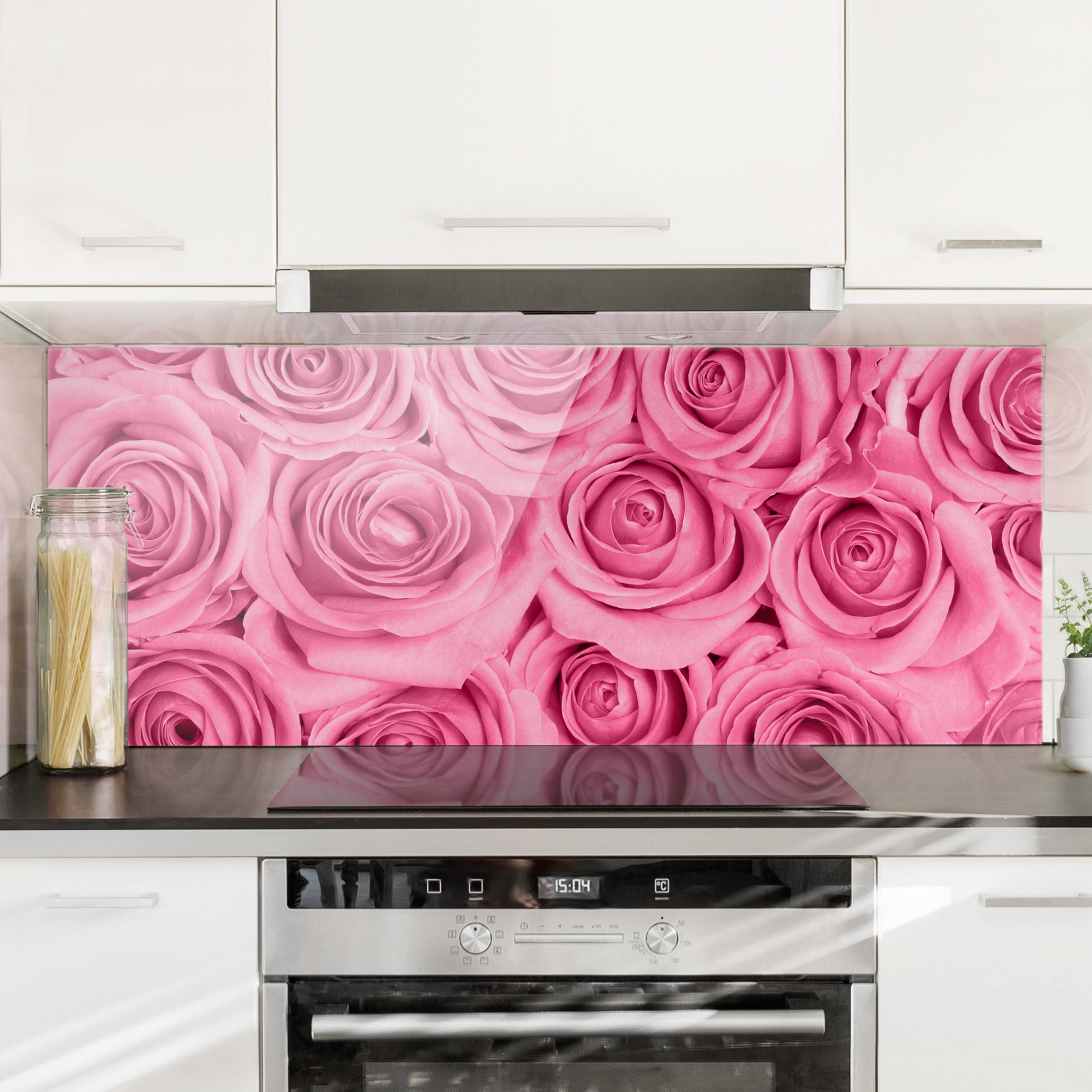 Glas Spritzschutz Rosa Rosen