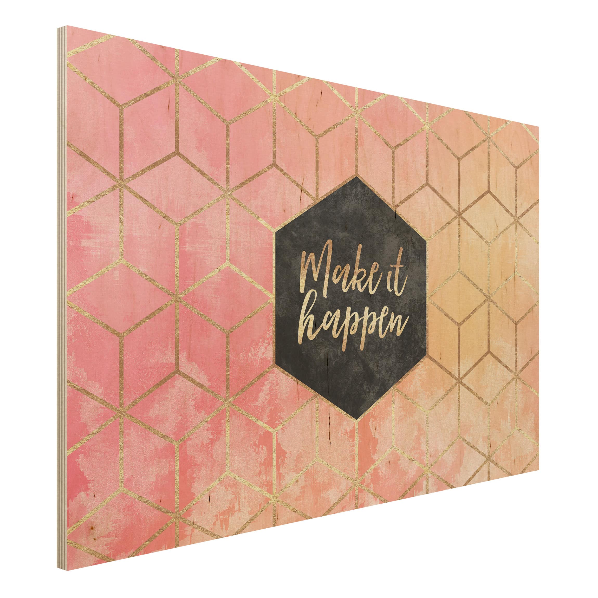 Holzbild Make It Happen Geometrie Pastell
