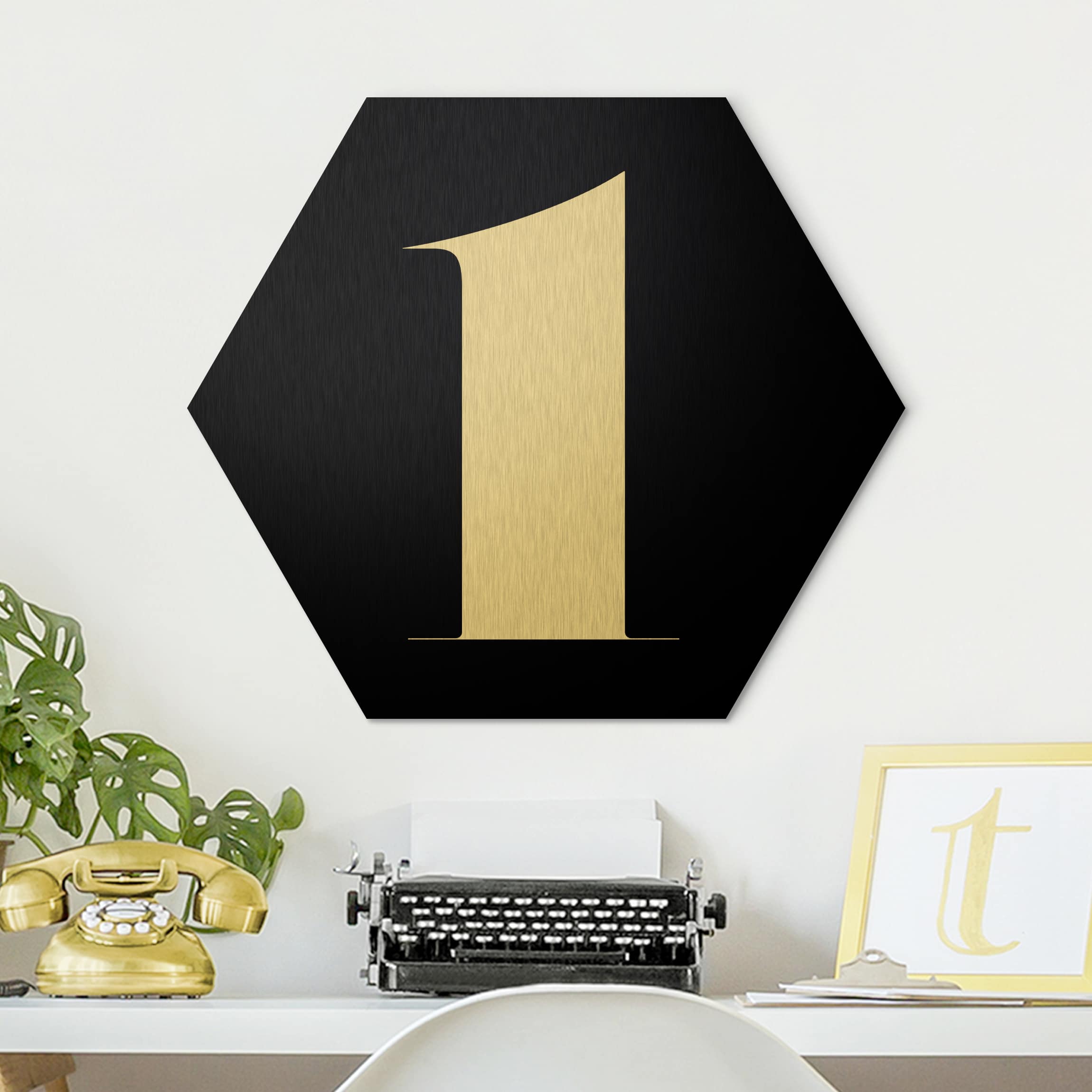 Hexagon-Alu-Dibond Bild Antiqua Zahl 1