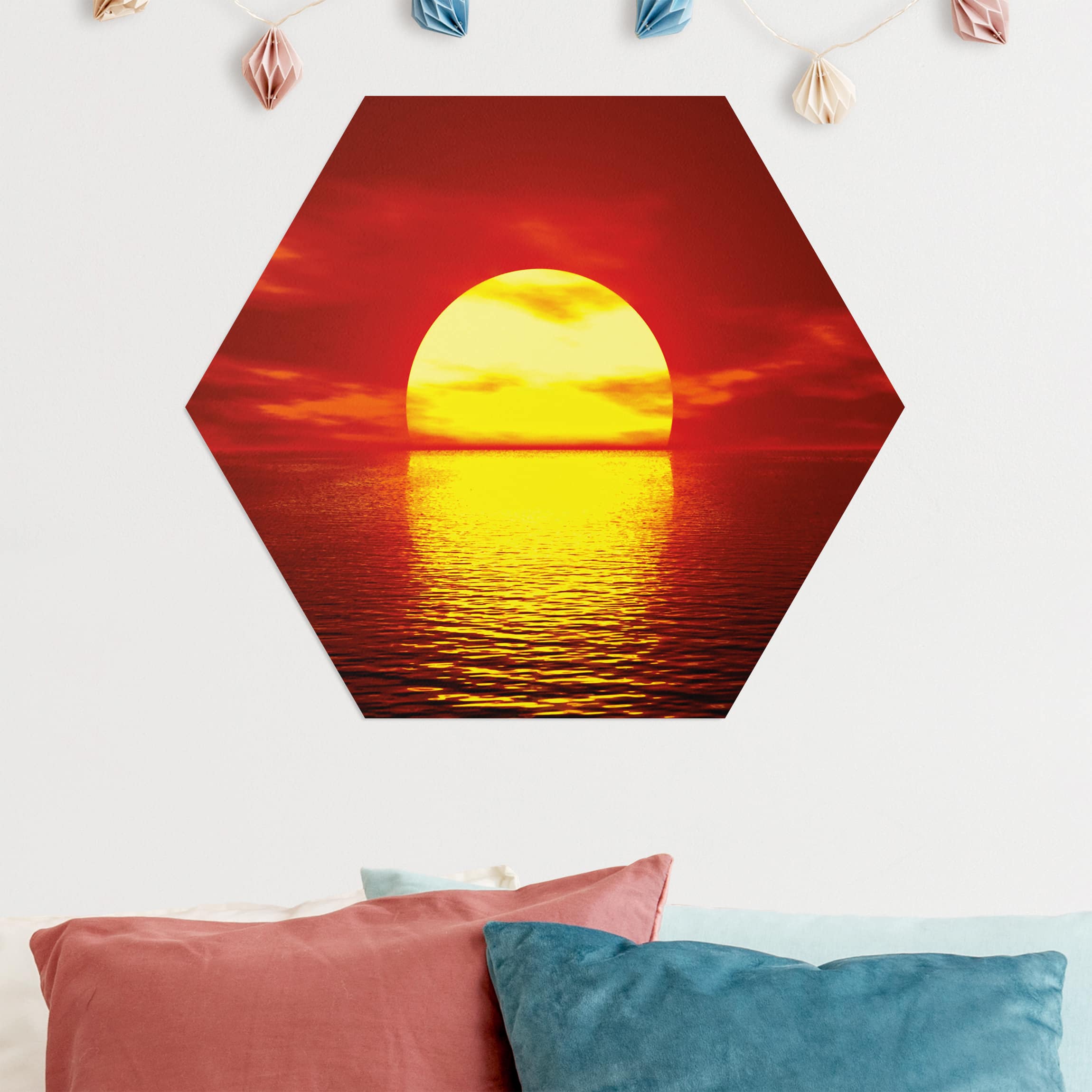 Hexagon-Alu-Dibond Bild Fantastic Sunset