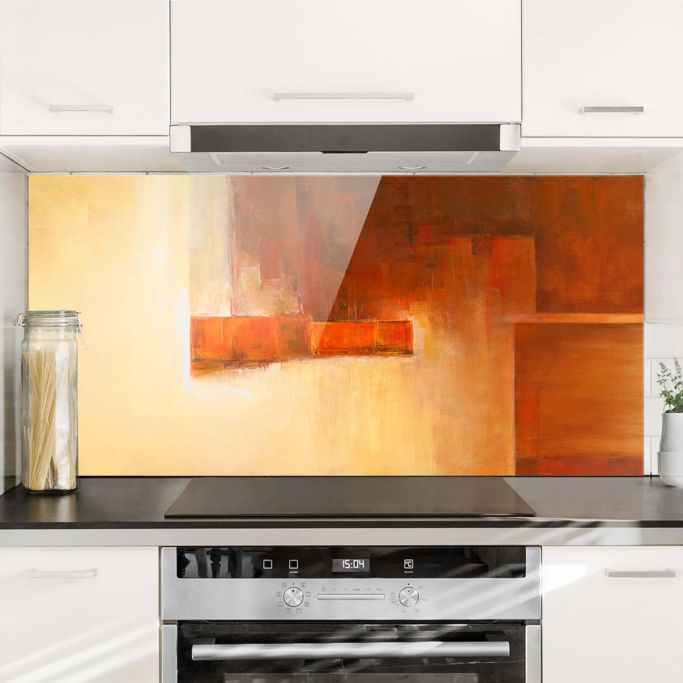 Glas Spritzschutz - Querformat 2:1 Balance Orange Braun