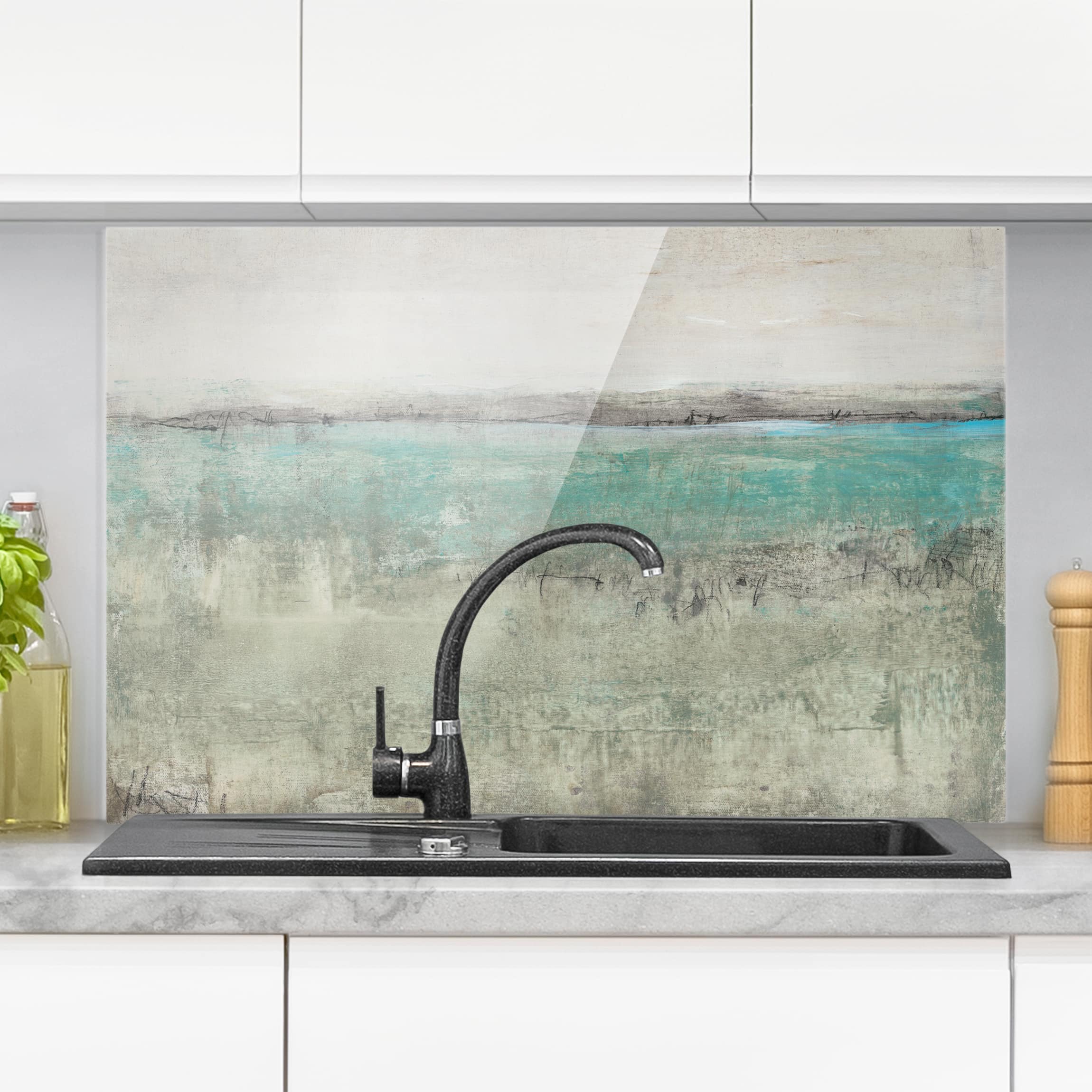 Glas Spritzschutz - Querformat 3:2 Horizont über Türkis I