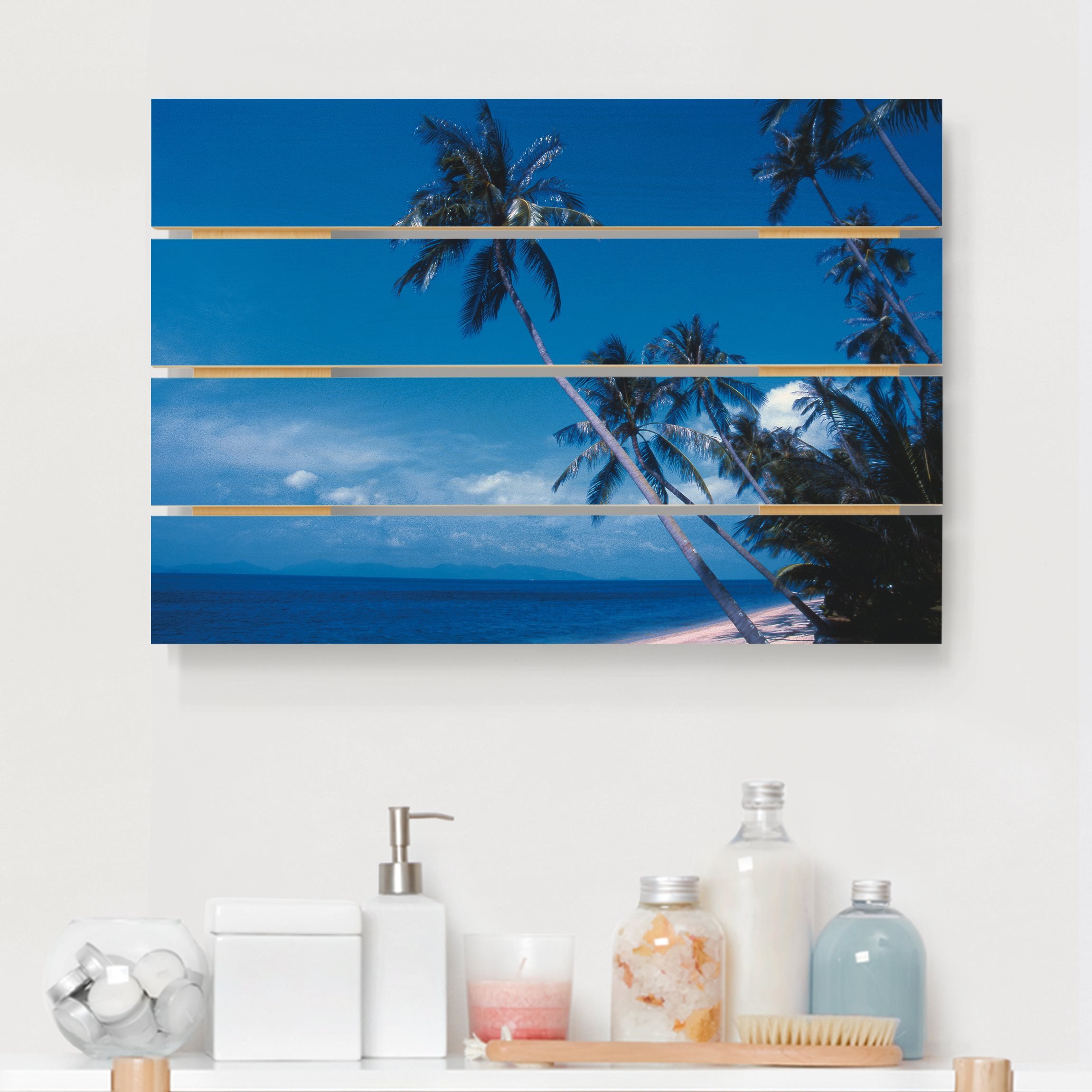 Holzbild Plankenoptik - Querformat Mauritius Beach