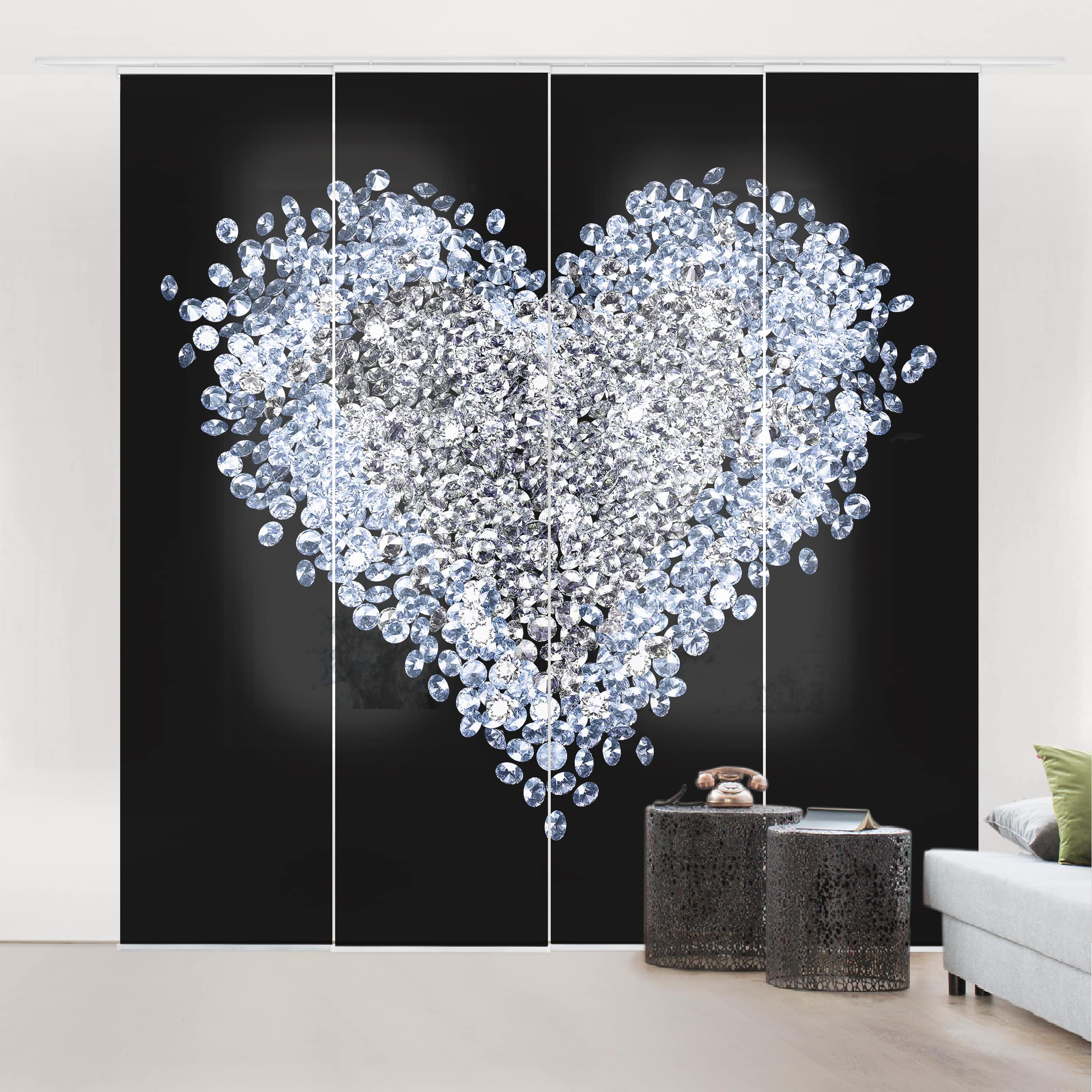 Schiebegardine Set No.421 Diamant Herz