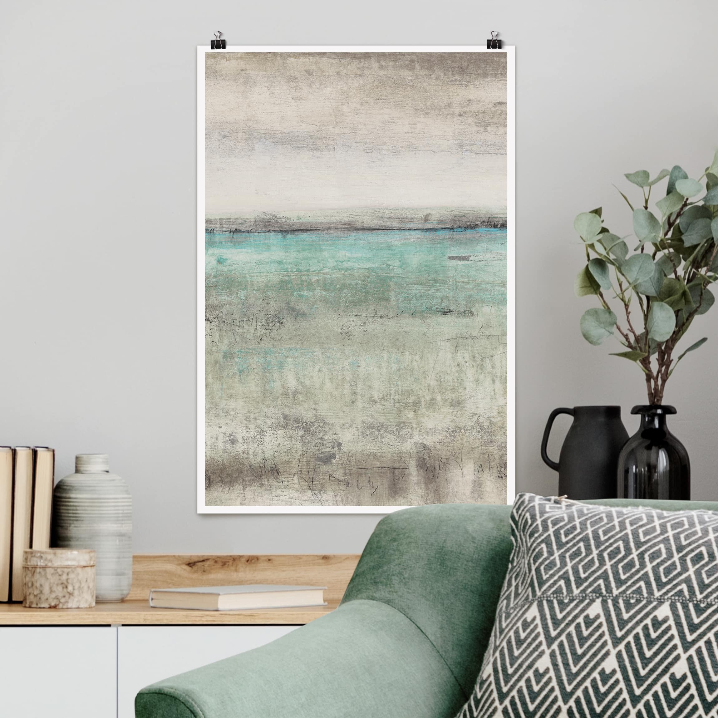 Poster - Hochformat Horizont über Türkis II